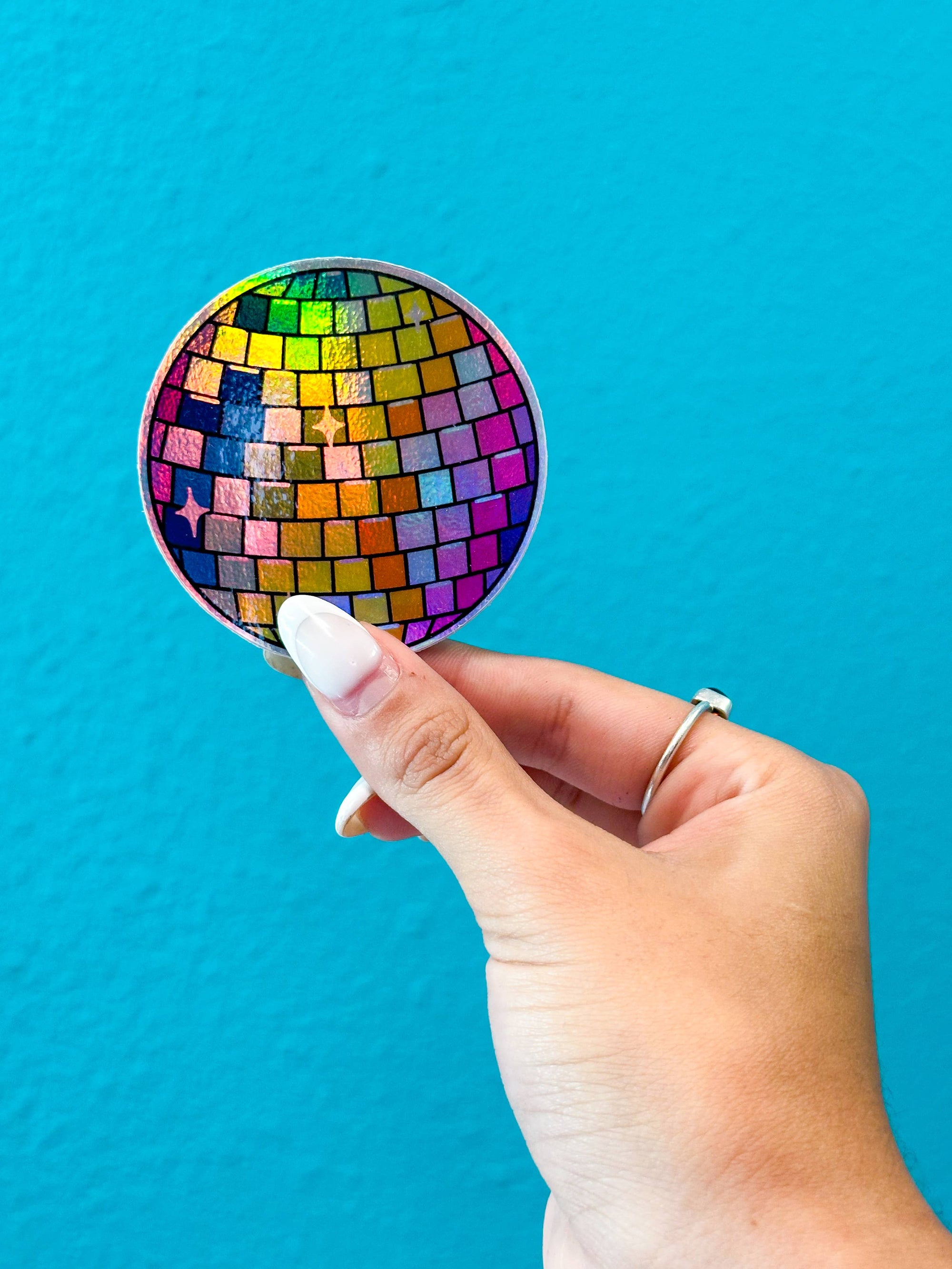 Holographic Rainbow Disco Ball Sticker!