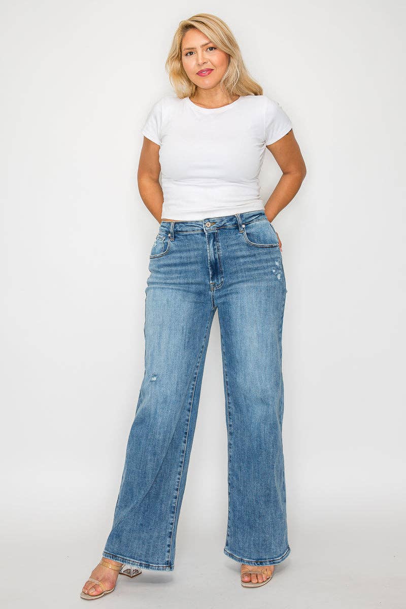 High Rise Wide Leg Jeans (Plus)