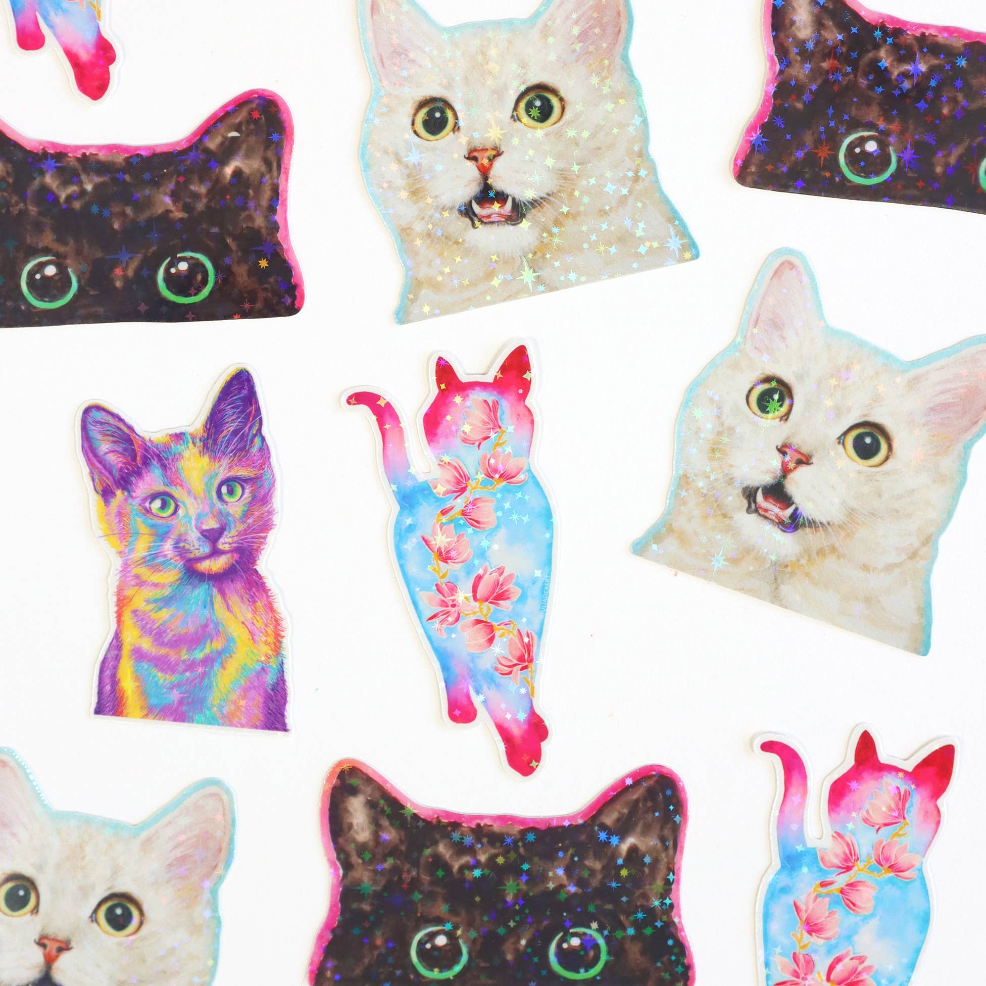 Cosmic Peek-a-Boo Kitty Sticker