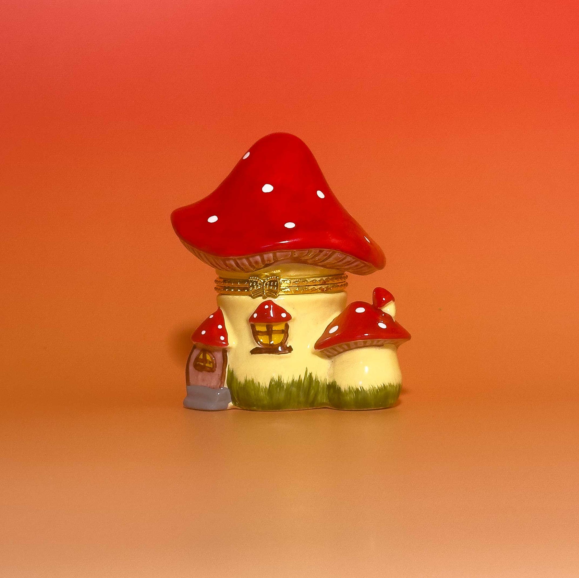 Mushroom House Hand Painted Trinket Box
