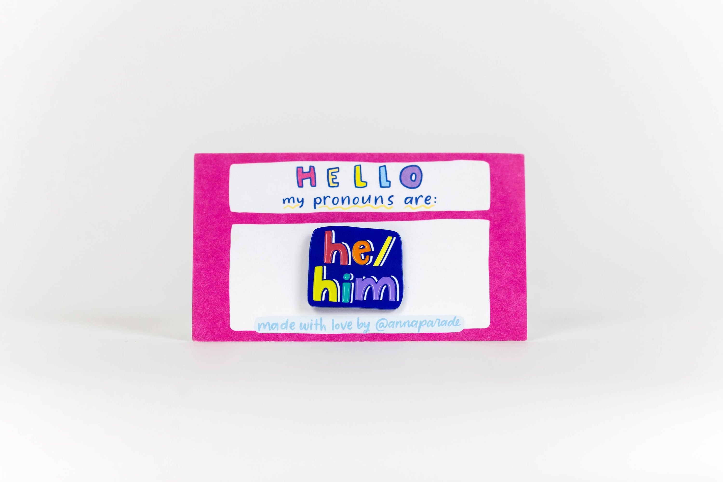 Blue & Rainbow 1-inch pronoun pins!