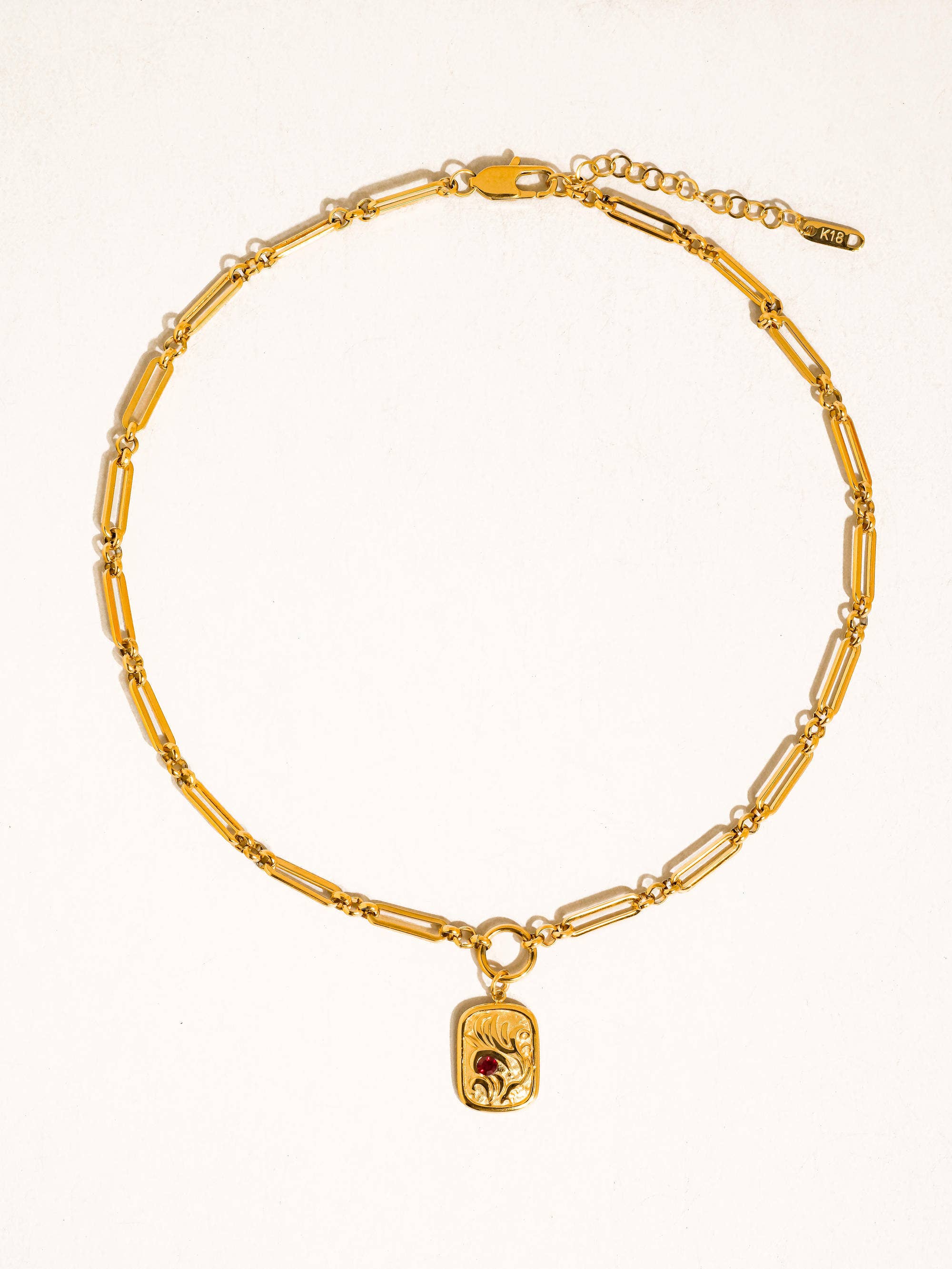 Clarimond 18K Gold Non-Tarnish Rectangle Chain Necklace