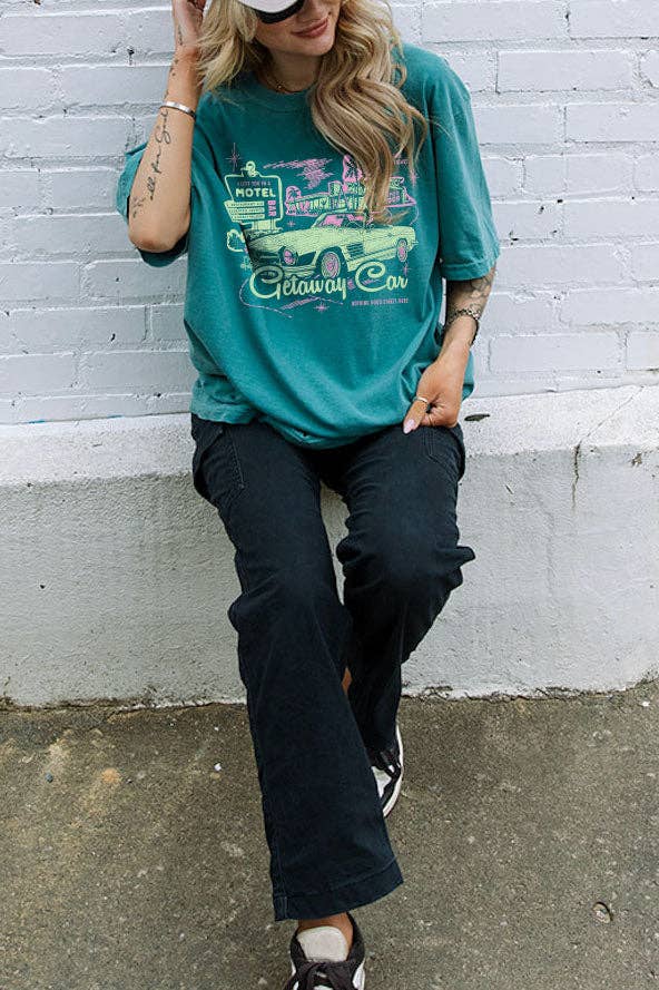 Getaway Car Motel Tee in Emerald