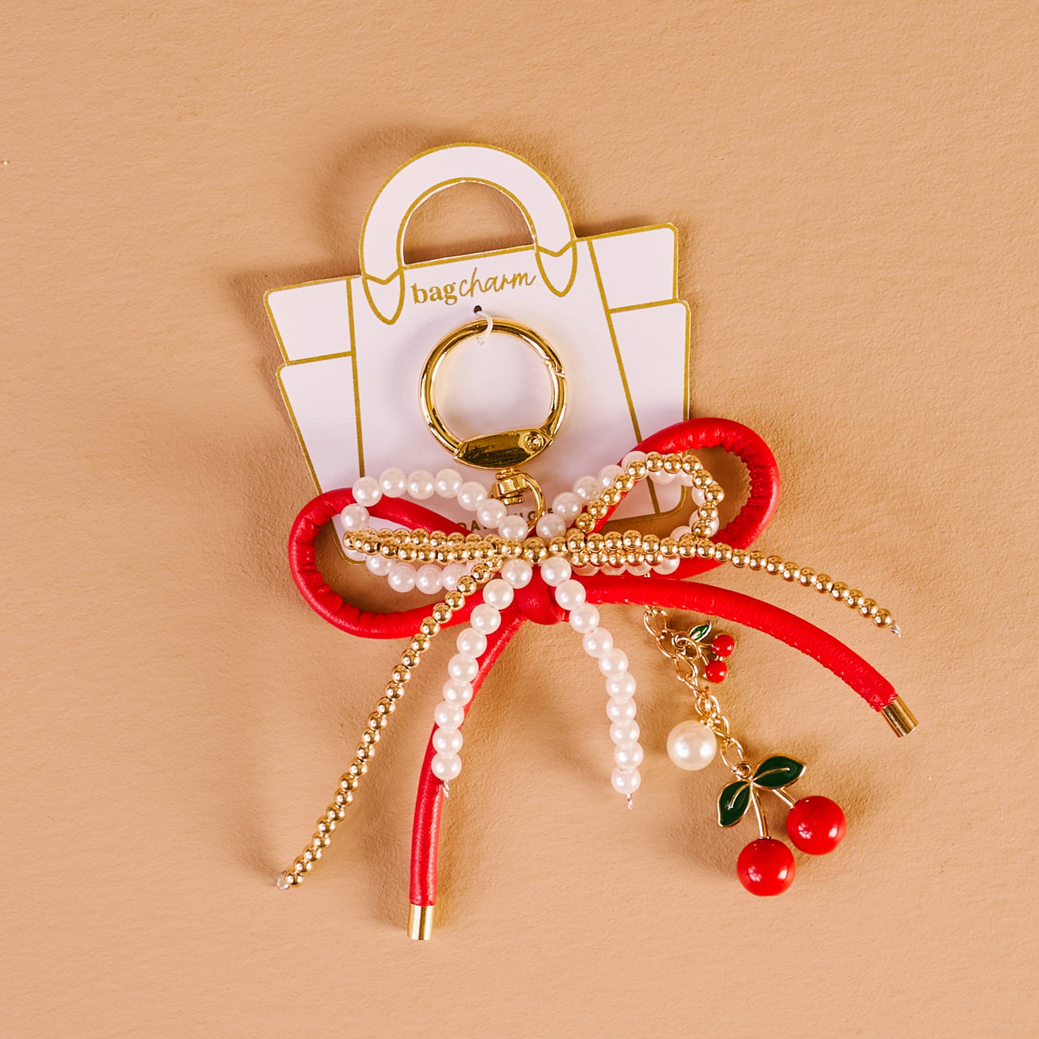 Layered Bows Bag Charm-Cherry Bliss