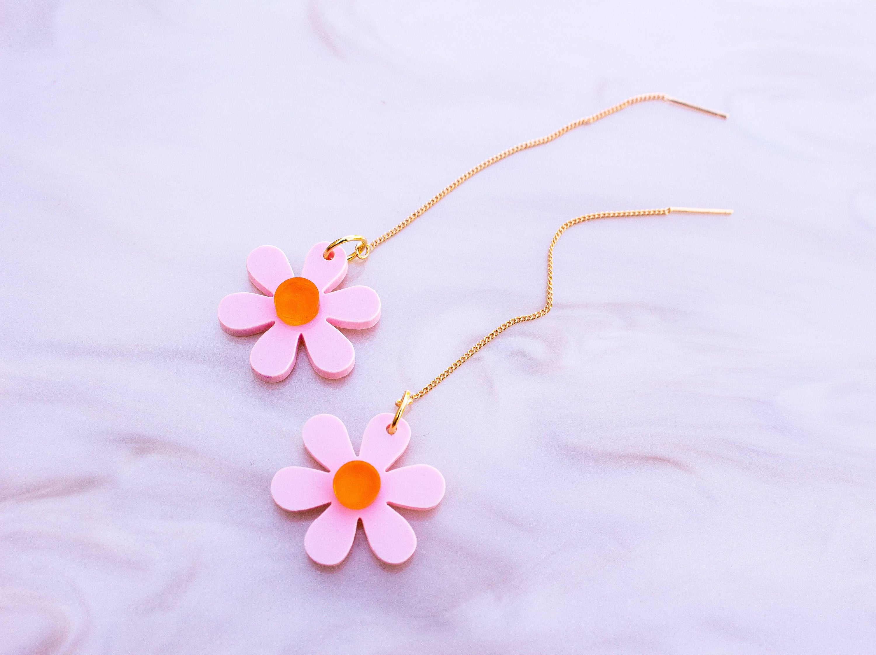 Floral Threader Dainty Spring and Sumer Earrings