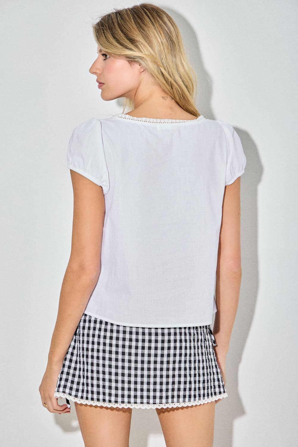 Pintuck Pleated Button-Front Shell Top