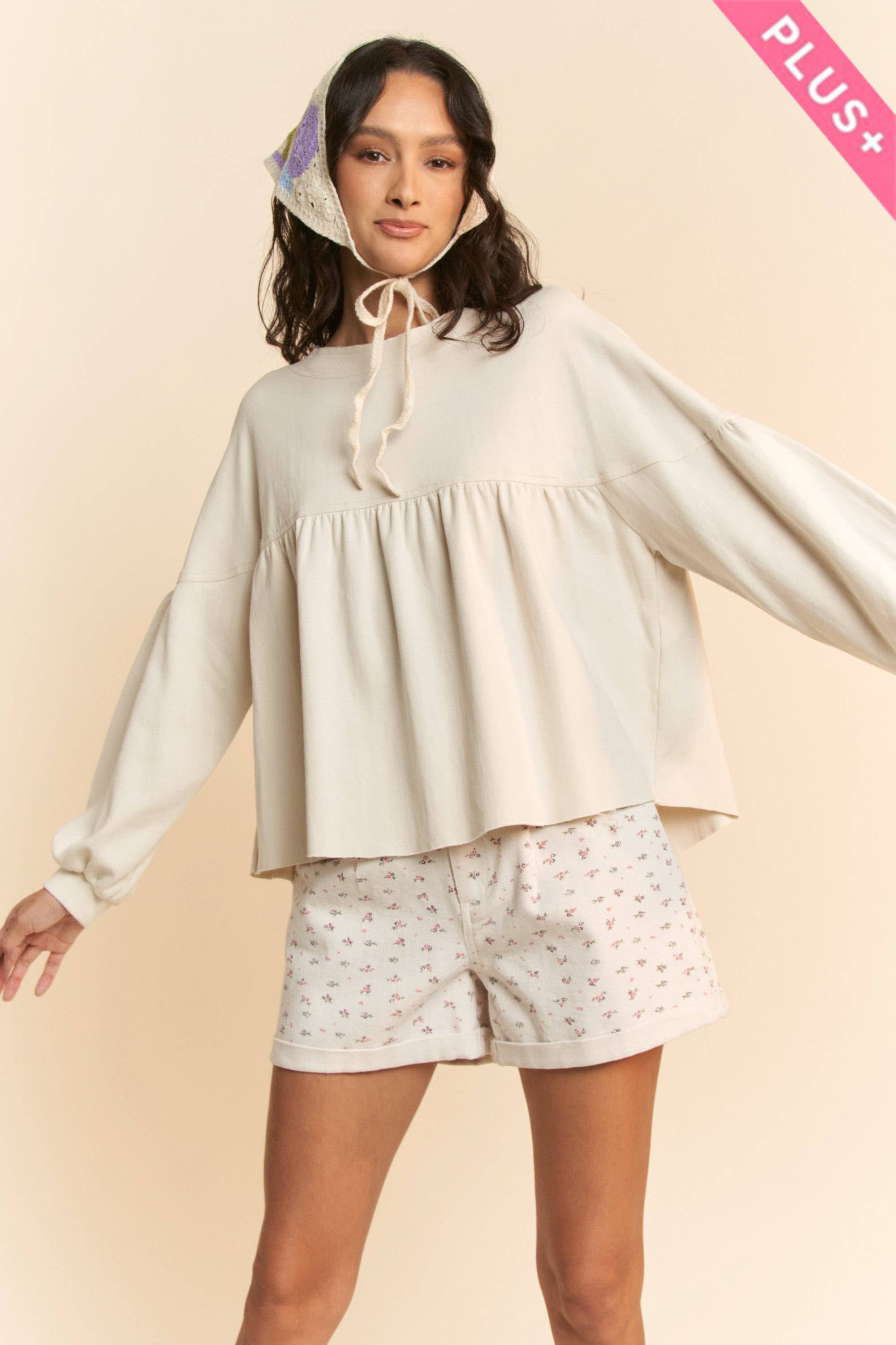 Ditsy Floral Cotton Twill Shorts With Pockets (Plus)