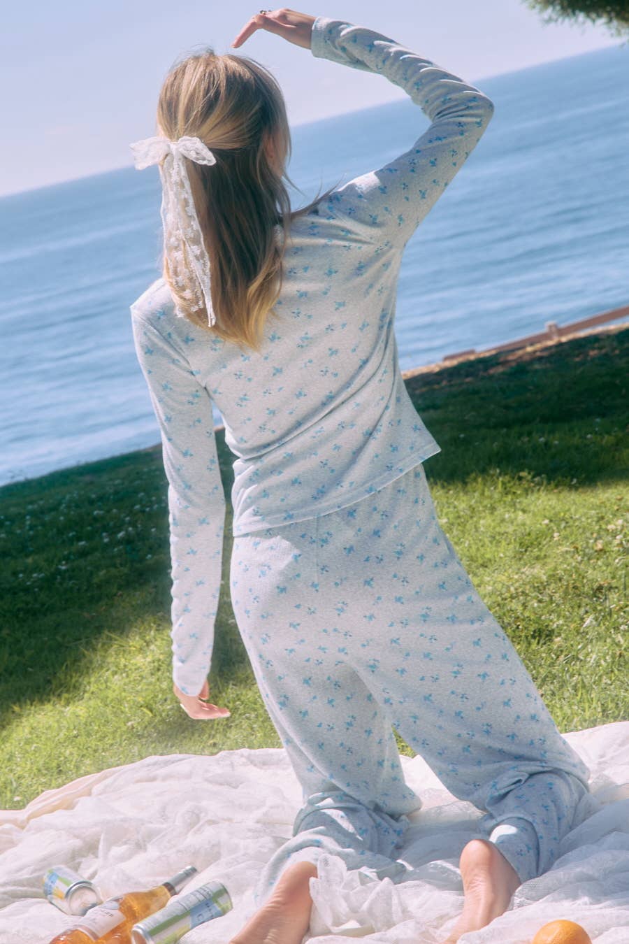 Blue Floral Long-sleeve Top