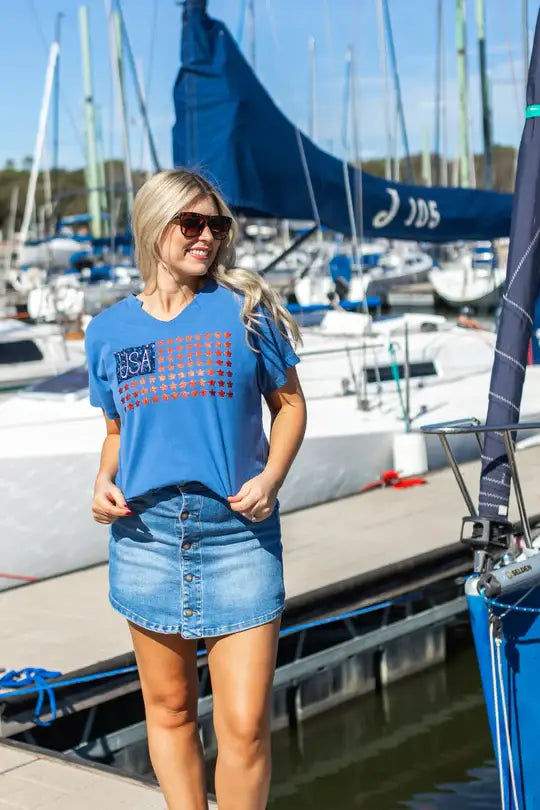 The Lacey Mid-Wash Denim Skort