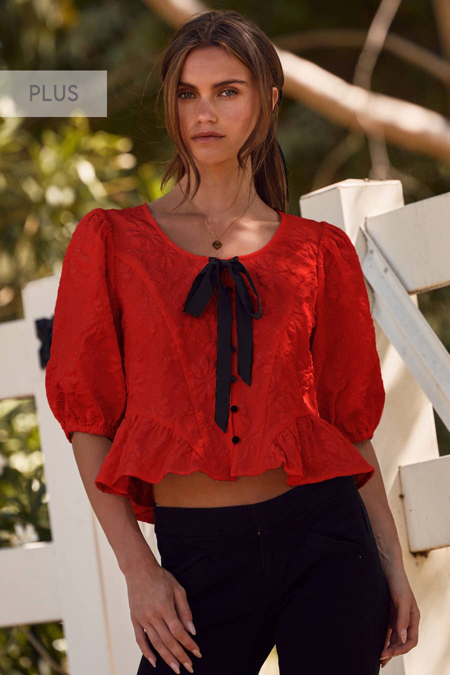 Jacquard Fabric Contour Top (Plus)