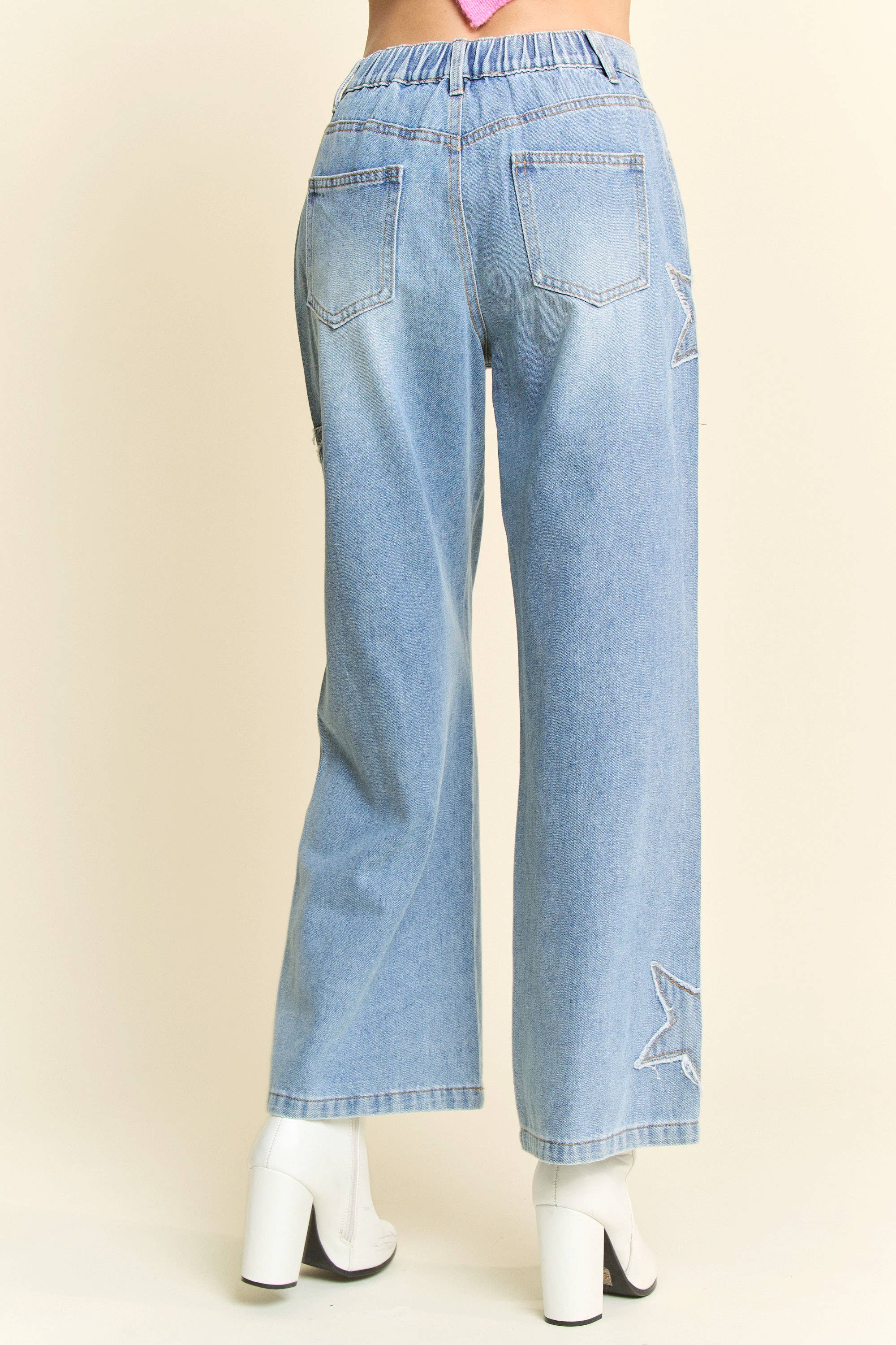 Star Patch Wide Leg Jeans
