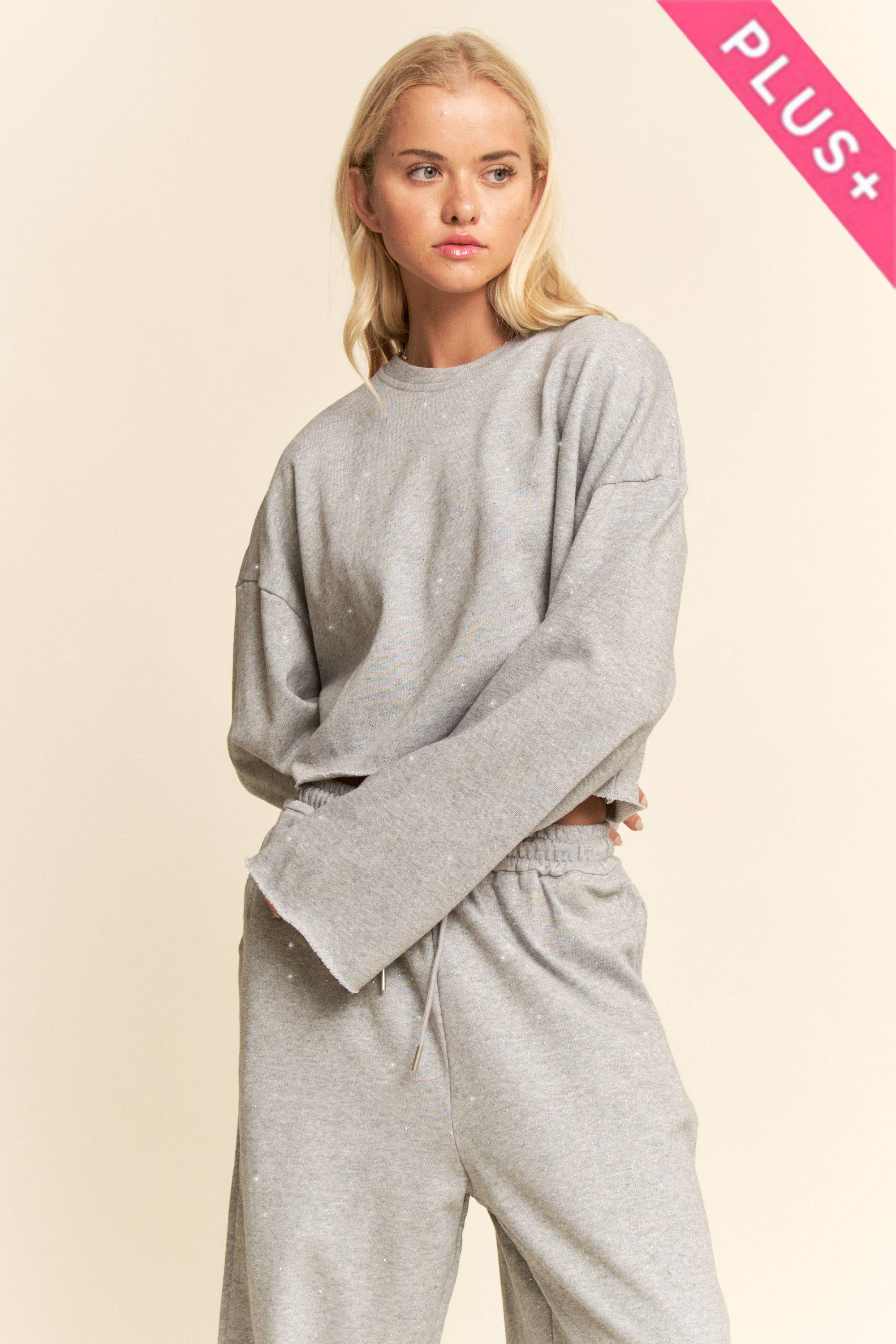 Rhinestone Speckled Sweatpants (Plus)