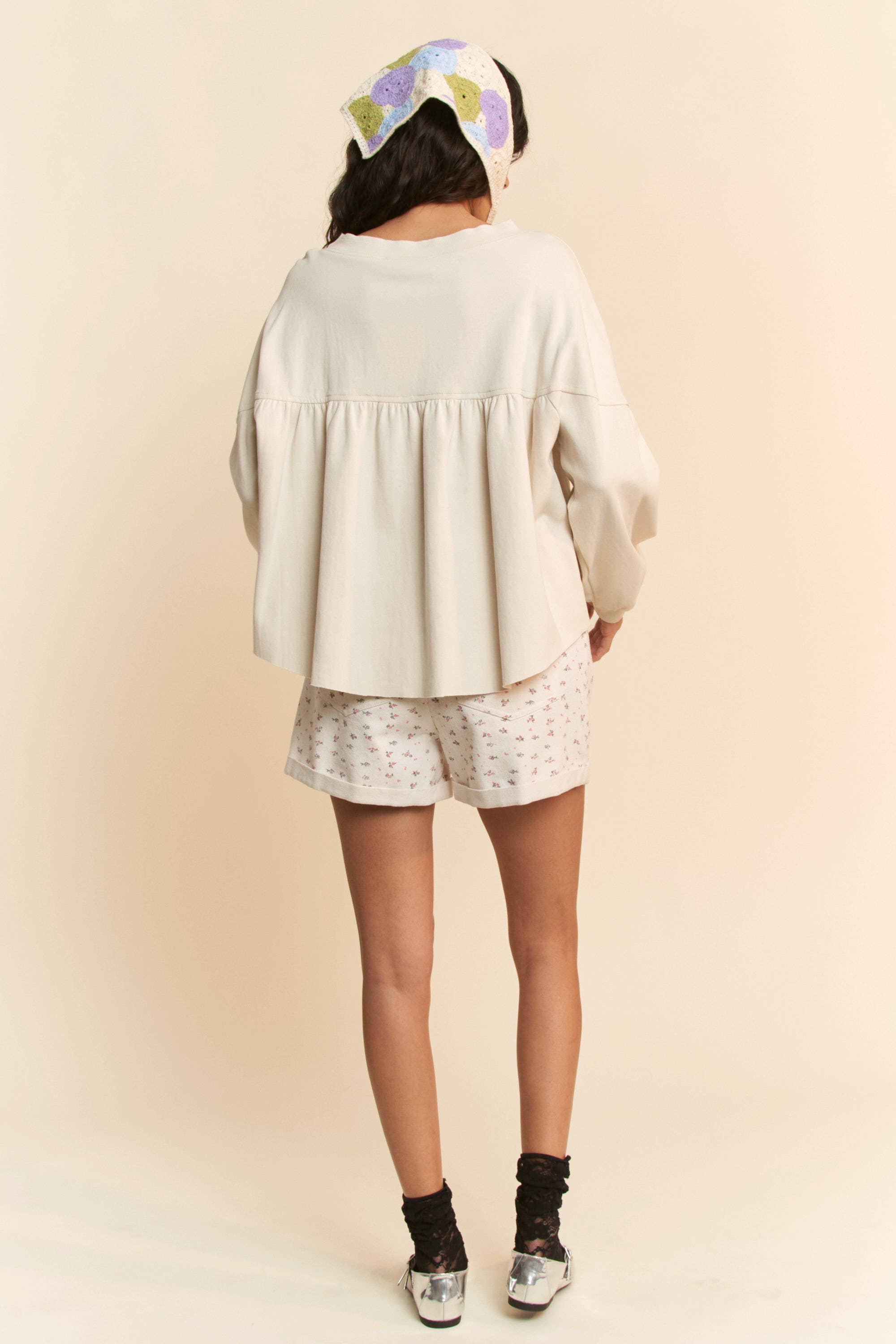 Ditsy Floral Cotton Twill Shorts With Pockets