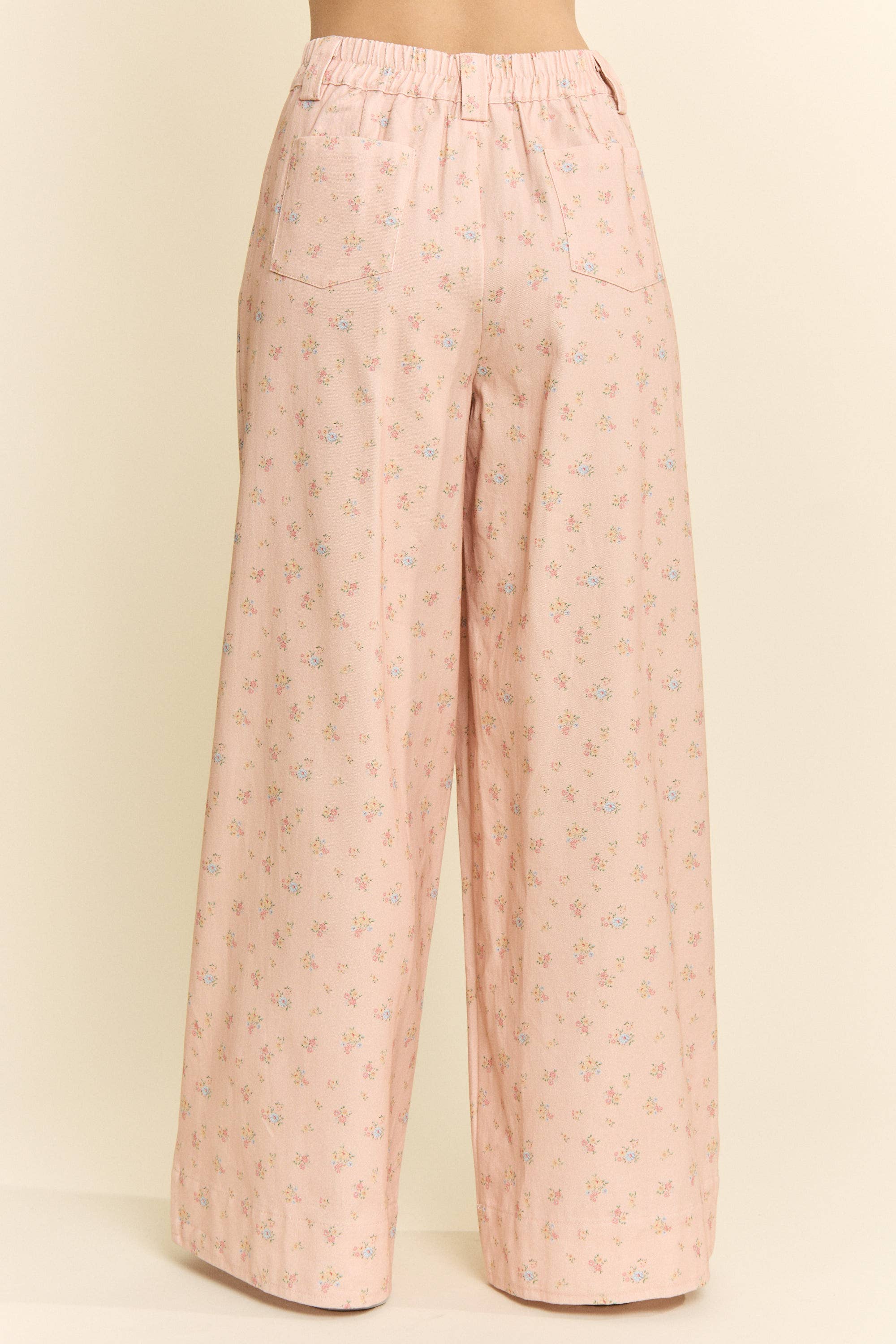 Floral Print Wide Leg Pants