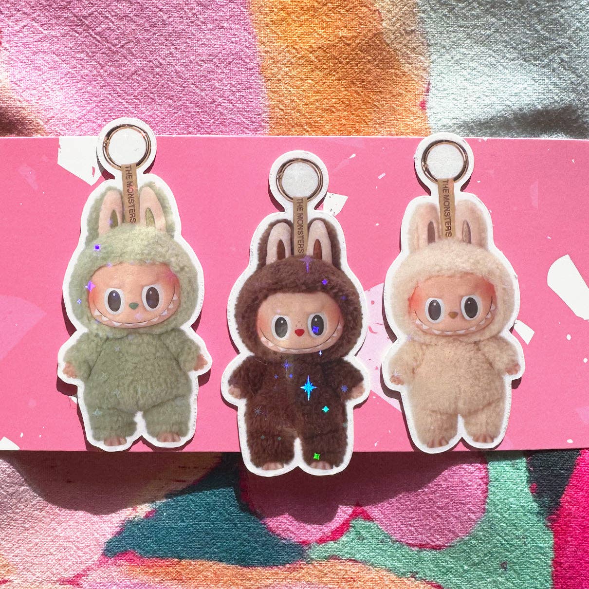 Labubu Macaron Sparkly Stickers - 3 Colors To Choose