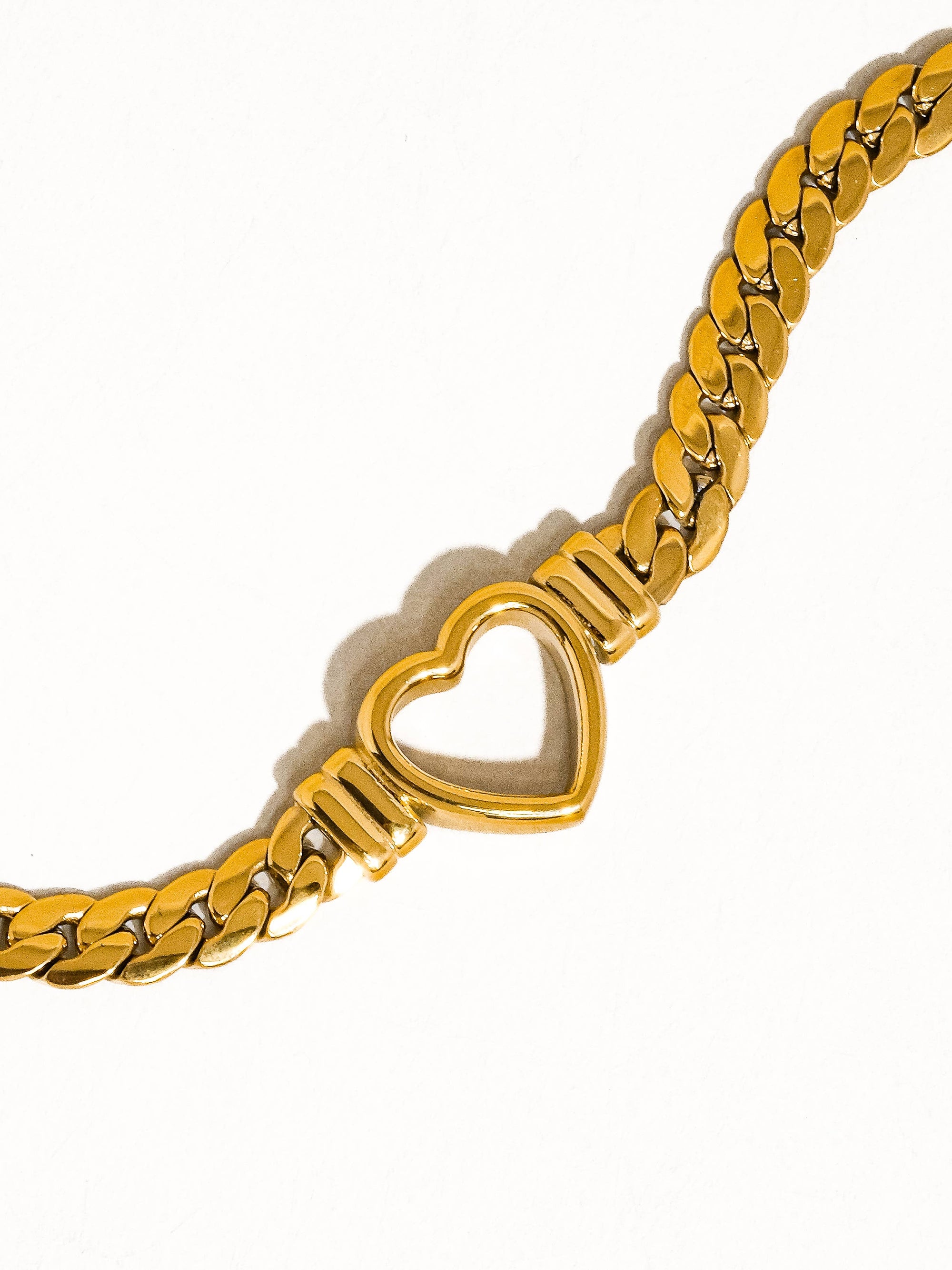 Tessa 14K Non-Tarnish Heart Snake Chain Necklace, Bracelet
