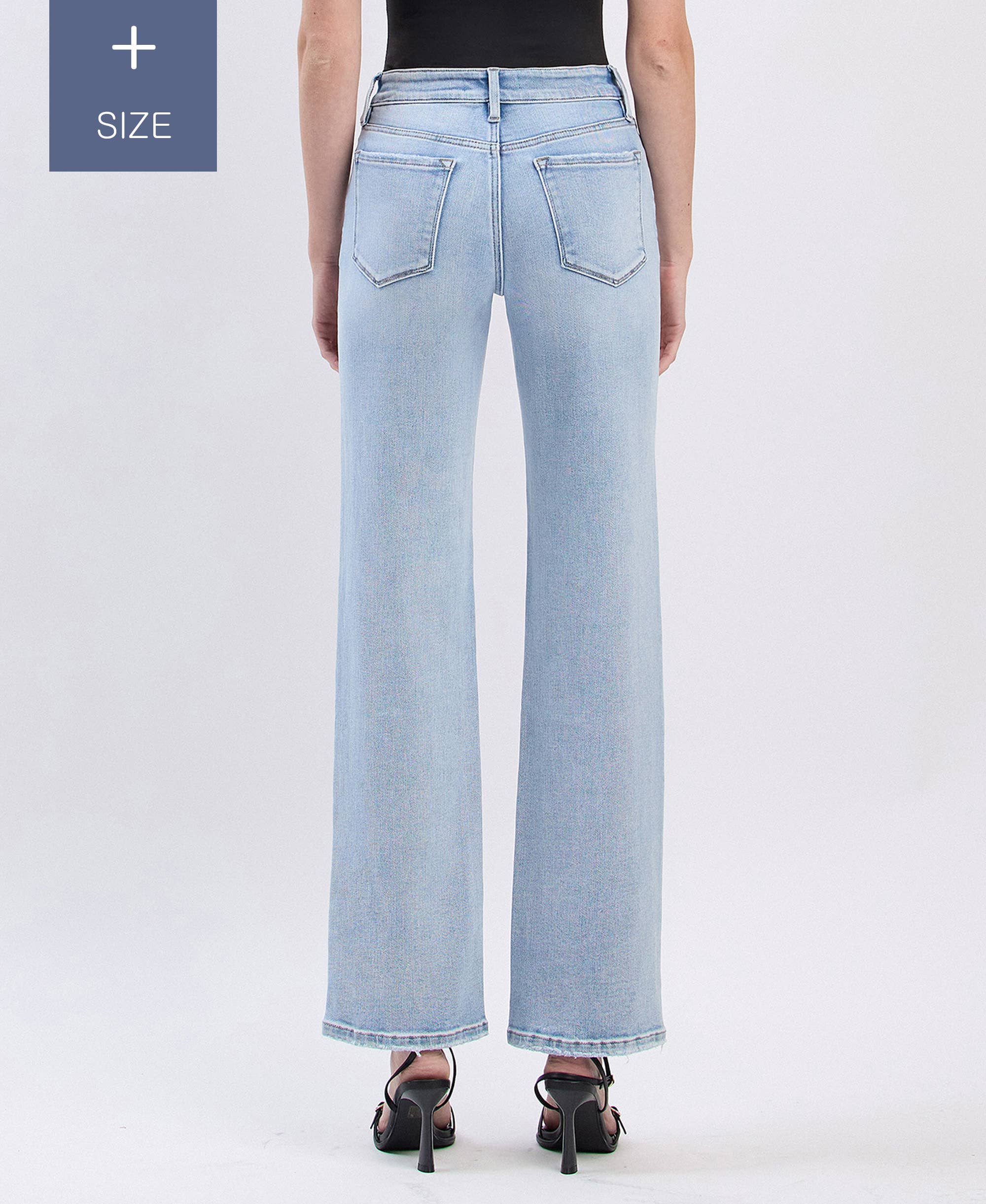 High Rise Stretch Light Wash Slim Wide Legs Jeans (Plus)