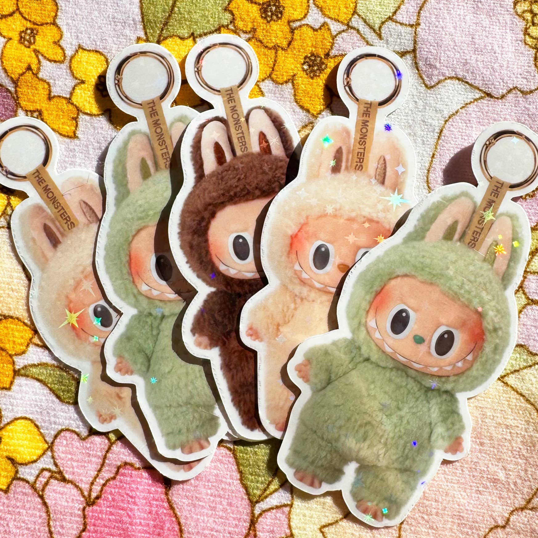 Labubu Macaron Sparkly Stickers - 3 Colors To Choose