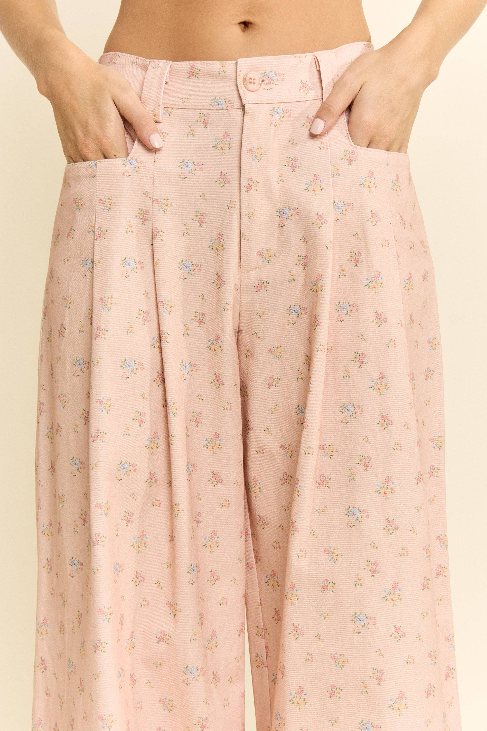 Floral Print Wide Leg Pants