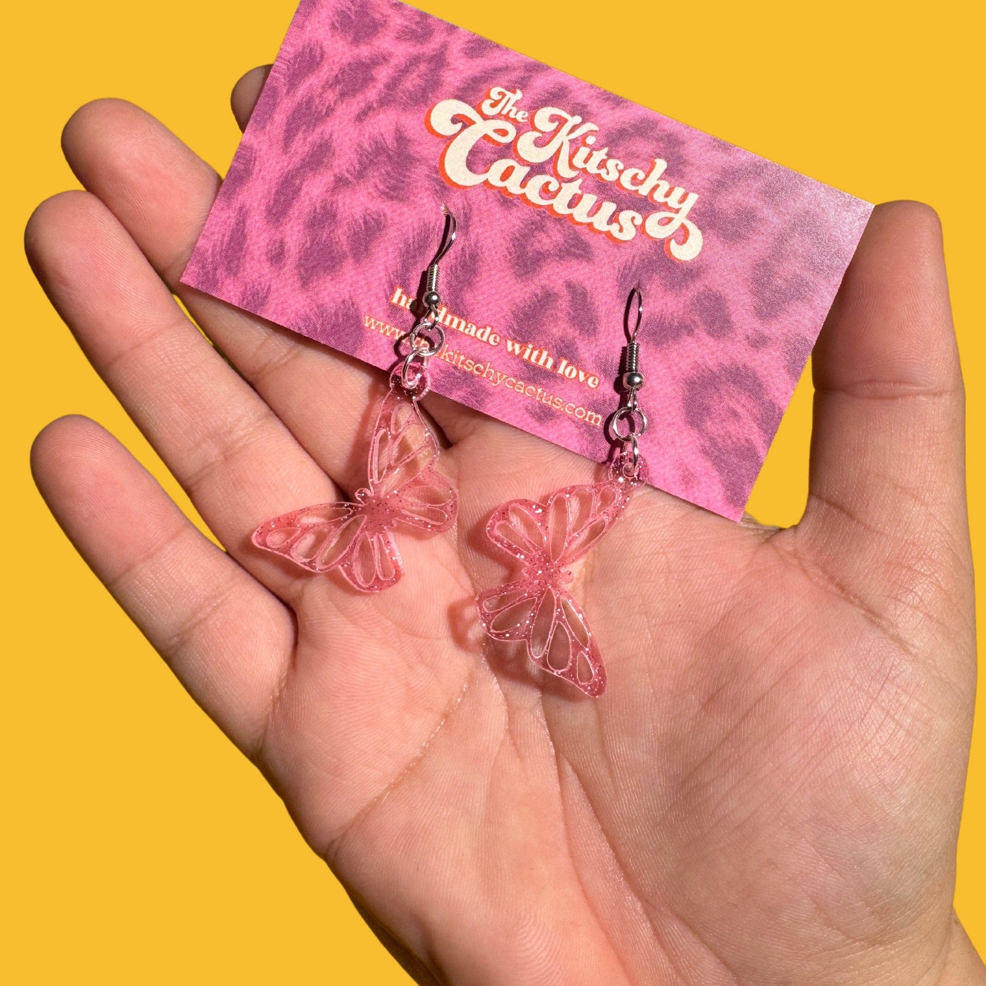Jolene (mini)- Pink Butterfly Earrings