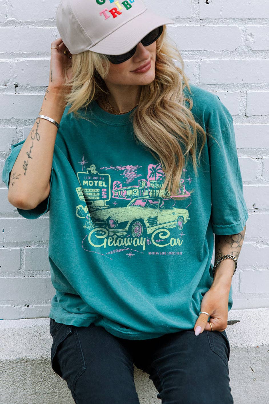 Getaway Car Motel Tee in Emerald