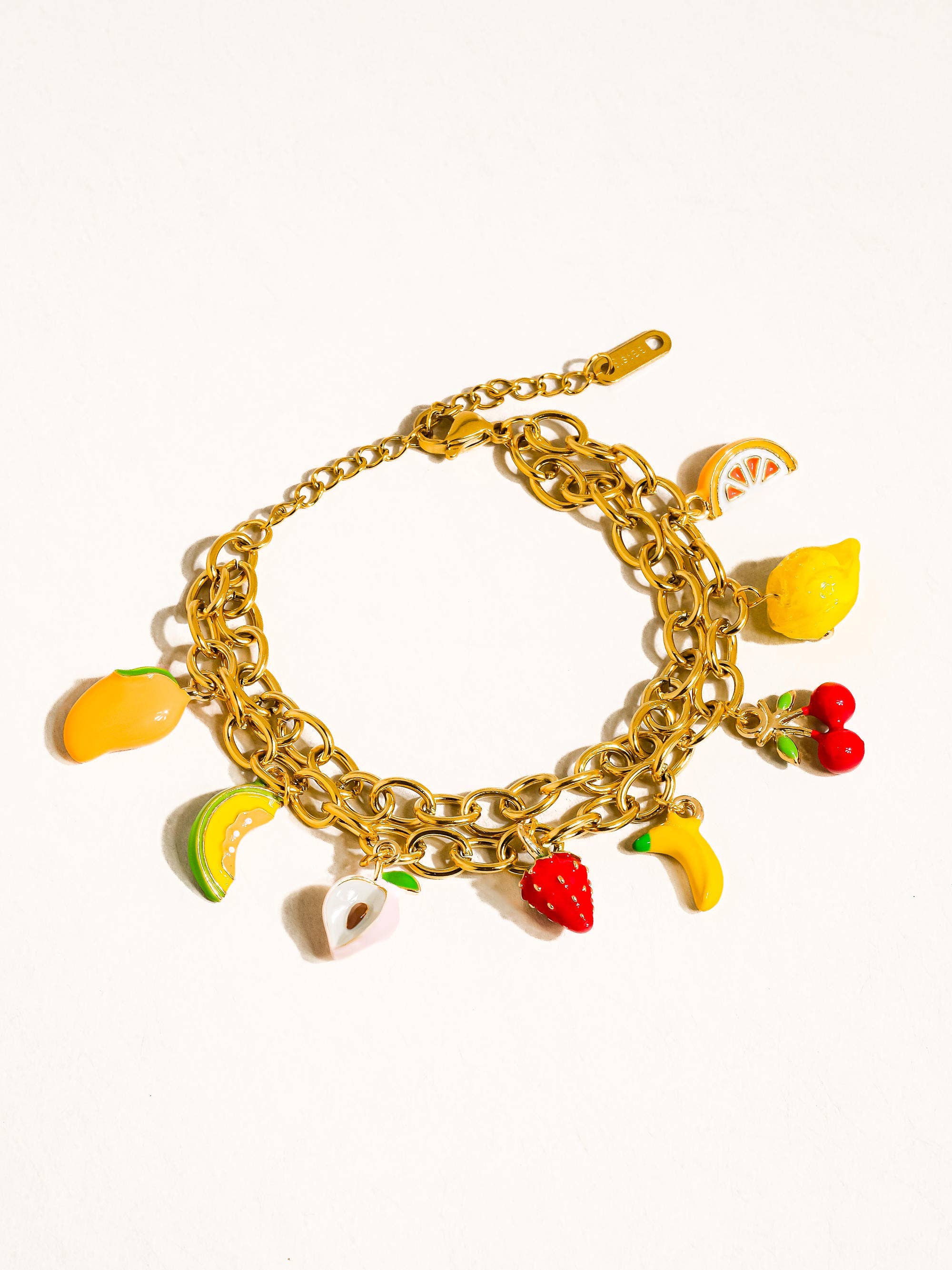 Fruity 18K Gold Non-Tarnish Fruit Charm Bracelet