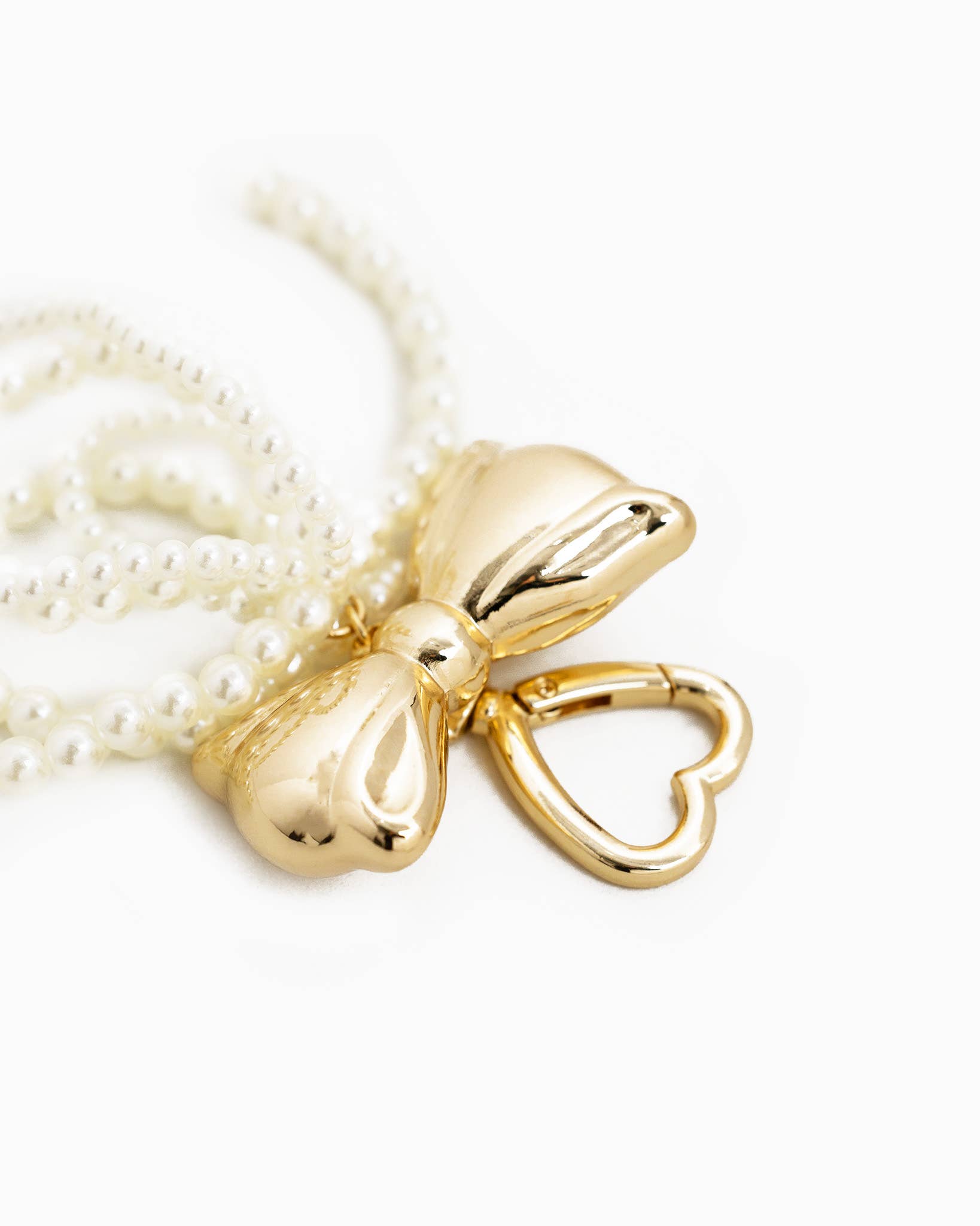 Chunky Pearl Double Bow Bag Charm Keychain