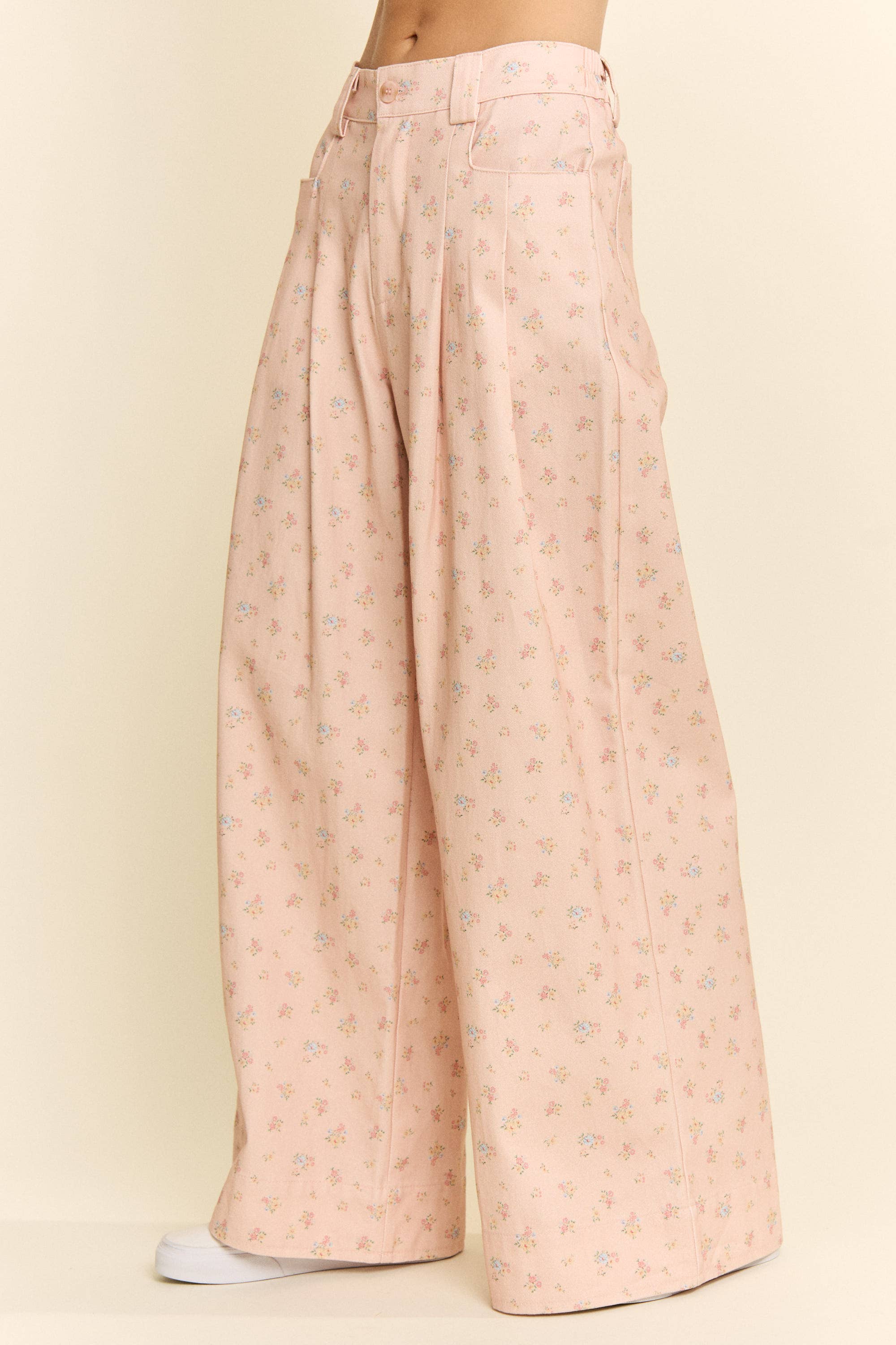 Floral Print Wide Leg Pants