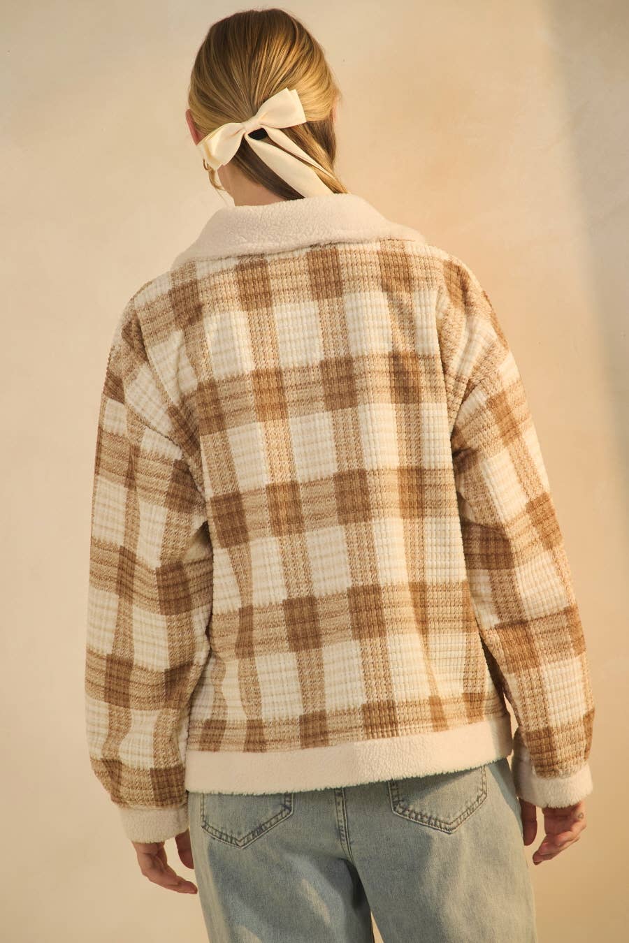 Plaid Sherpa Jacket (Plus)
