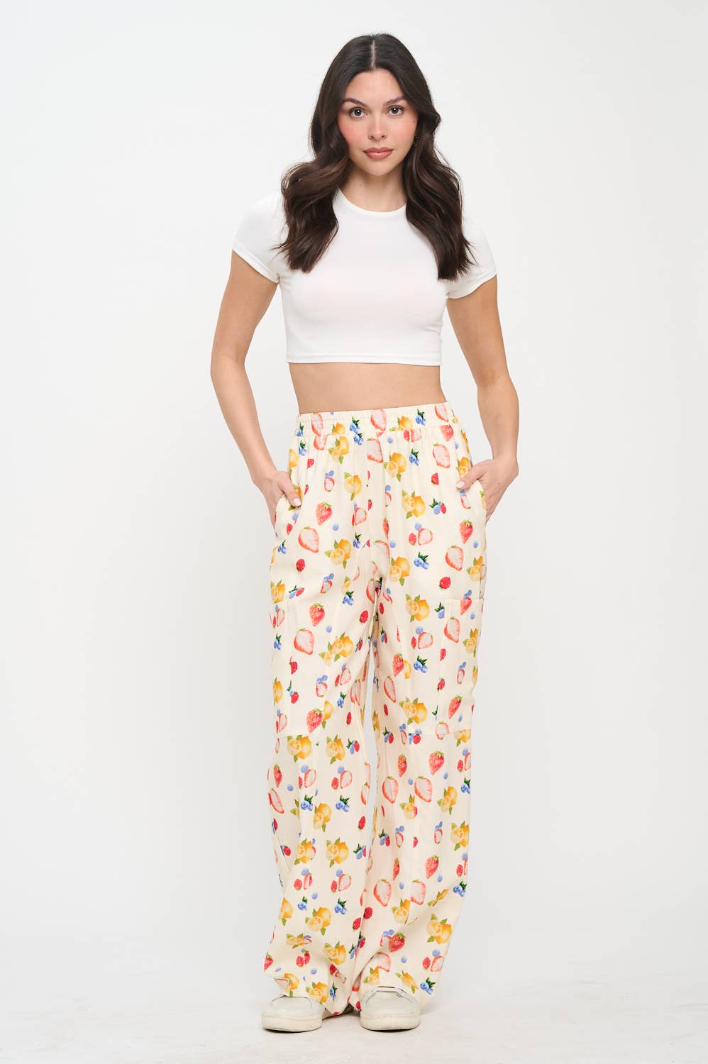 CITRUS & BERRIES PRINT CARGO PANTS