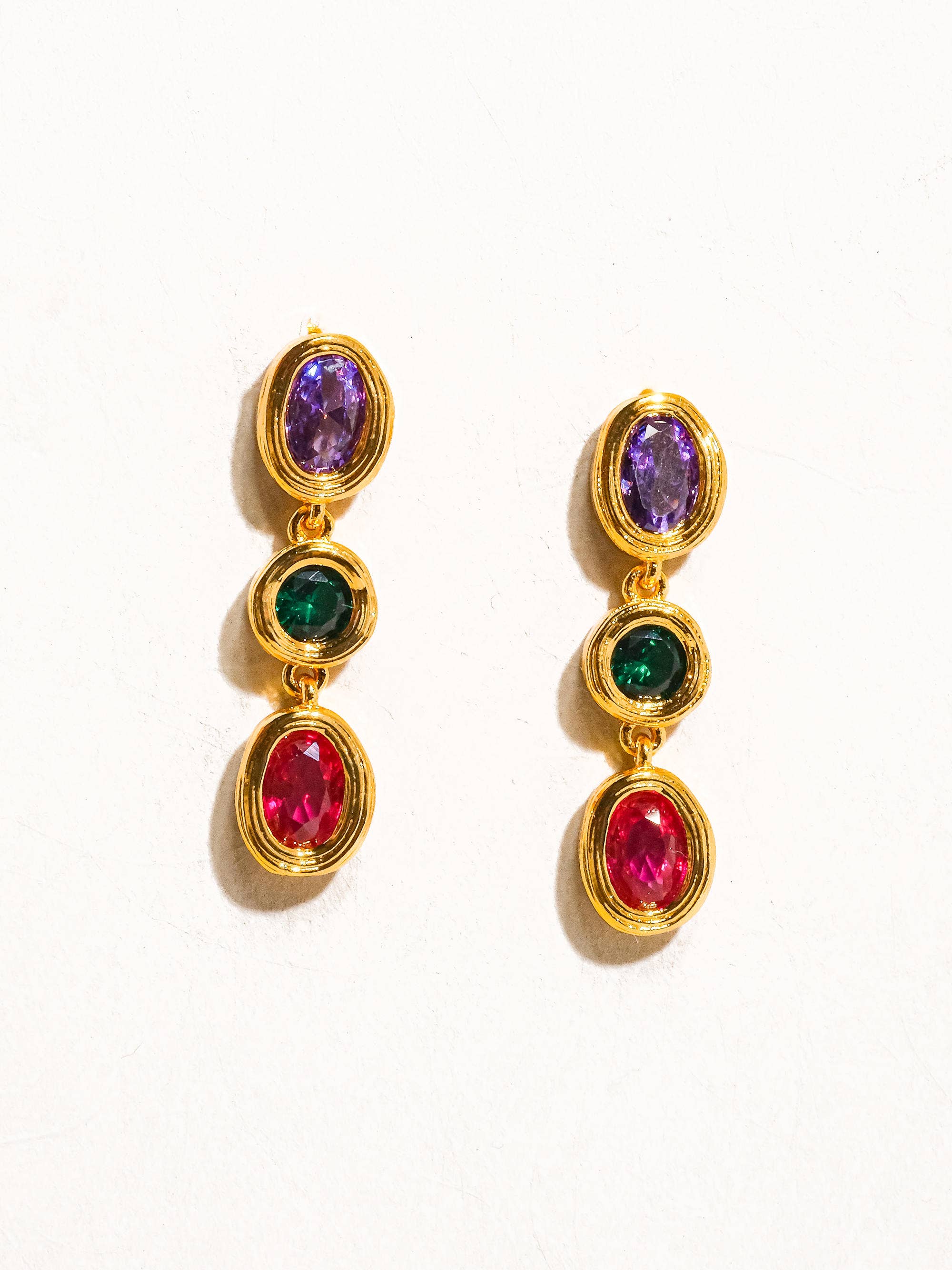 Brunwyn 18K Gold Multi Stone CZ Drop Earring