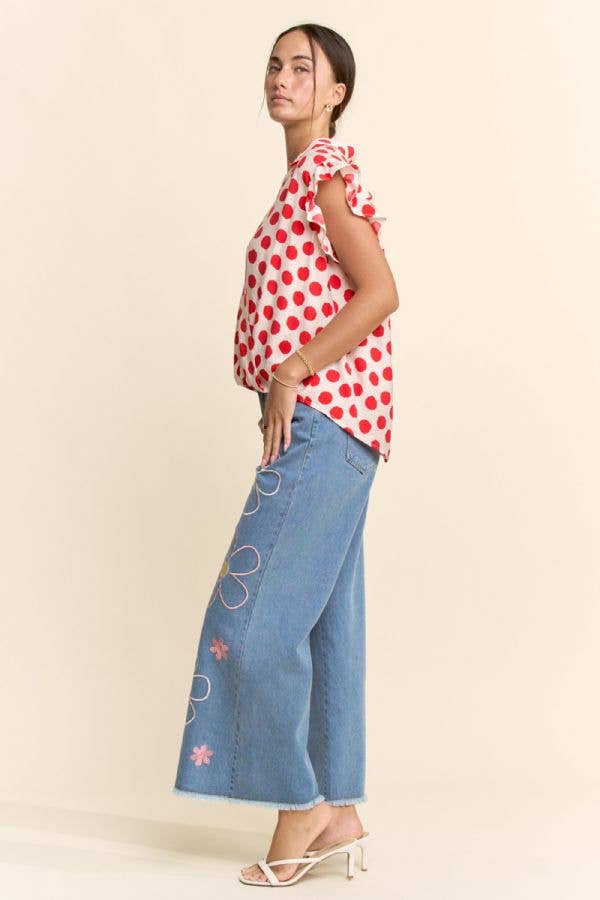 Flower Embroidered Jeans
