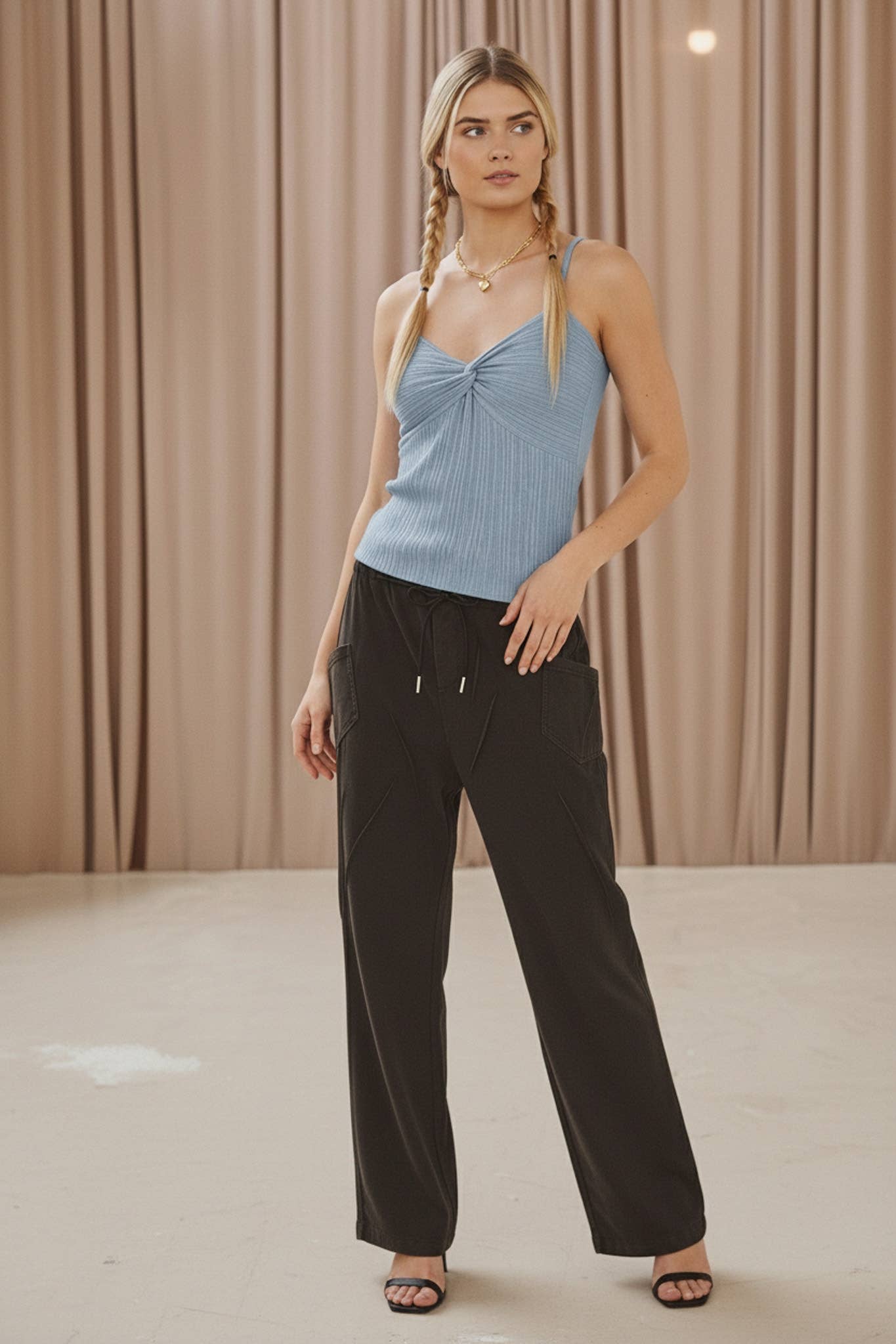 Shimmer Knit Twist Cami