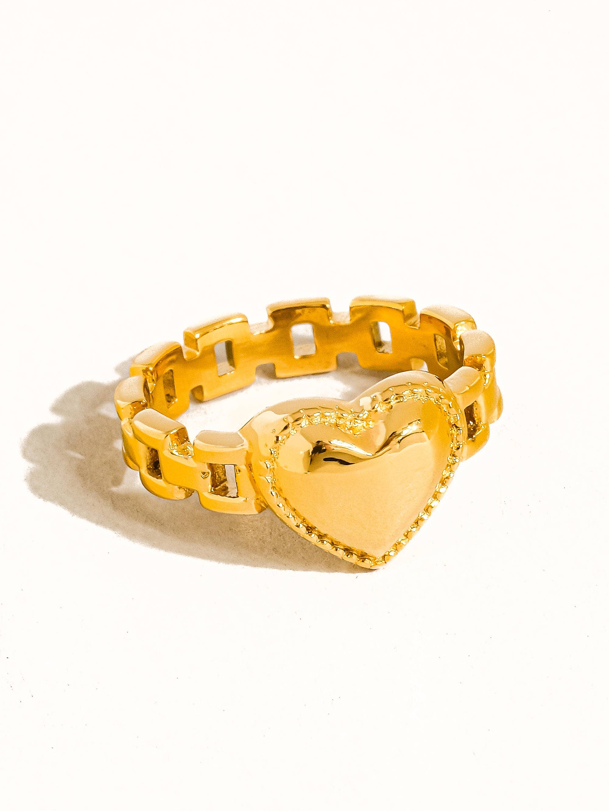 Storm 18K Gold Non-Tarnish Heart Watchband Ring
