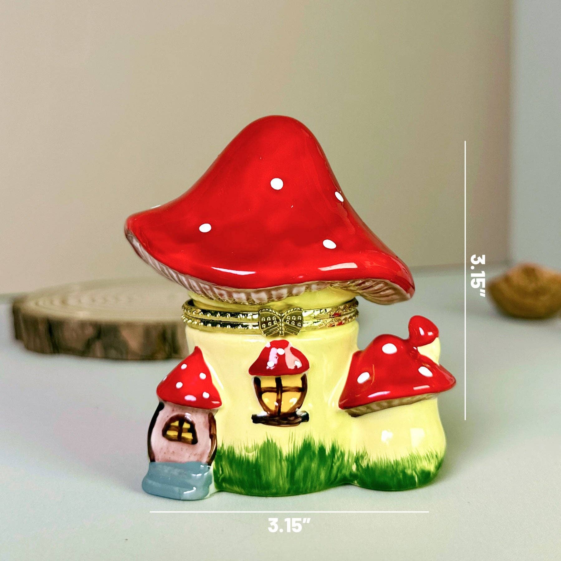 Mushroom House Hand Painted Trinket Box