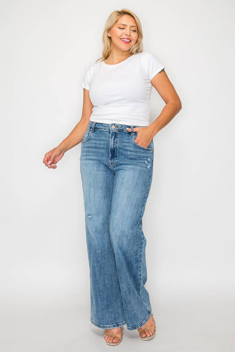 High Rise Wide Leg Jeans (Plus)