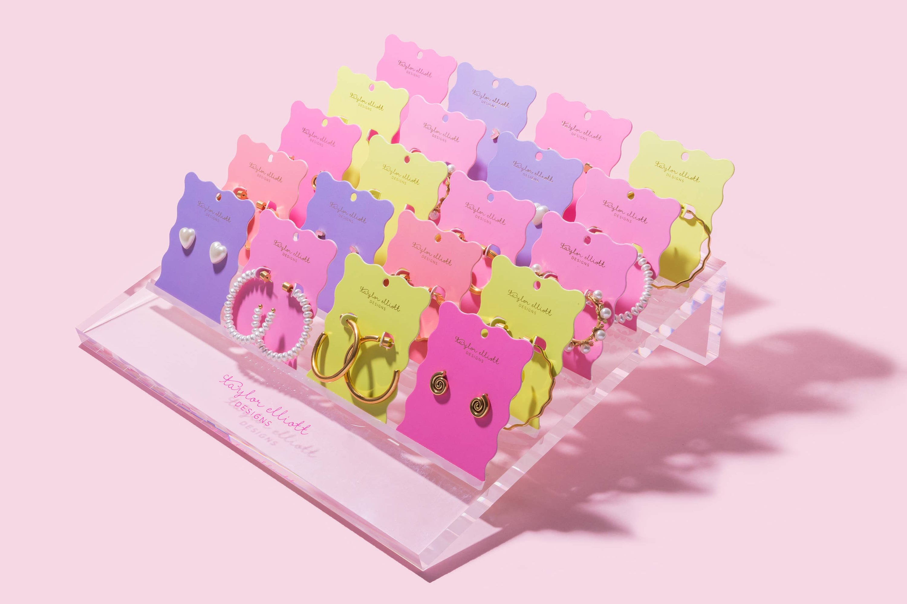 Stud Earrings - Gold-Plated + Enamel Hearts - Harrison