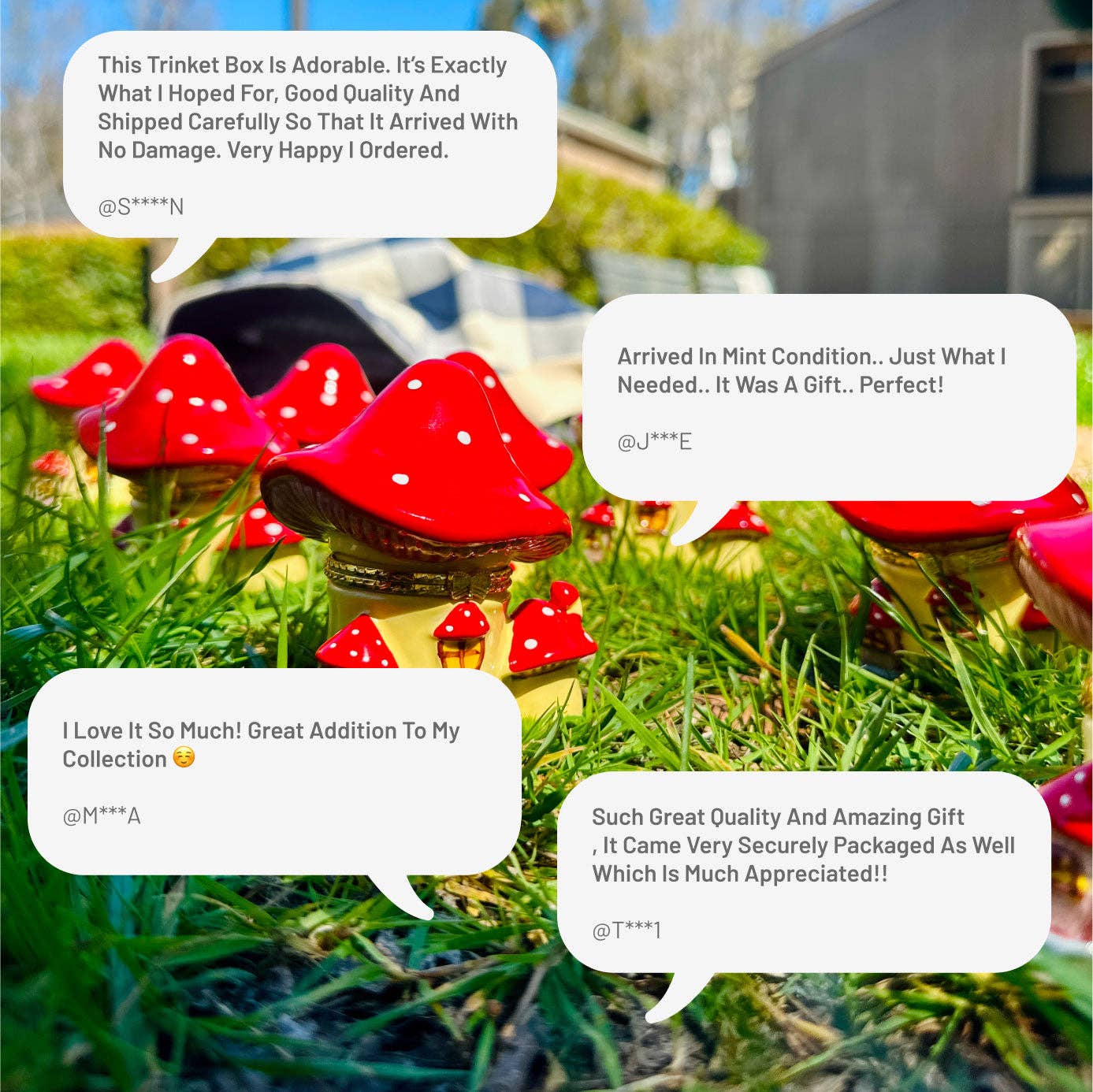 Mushroom House Hand Painted Trinket Box