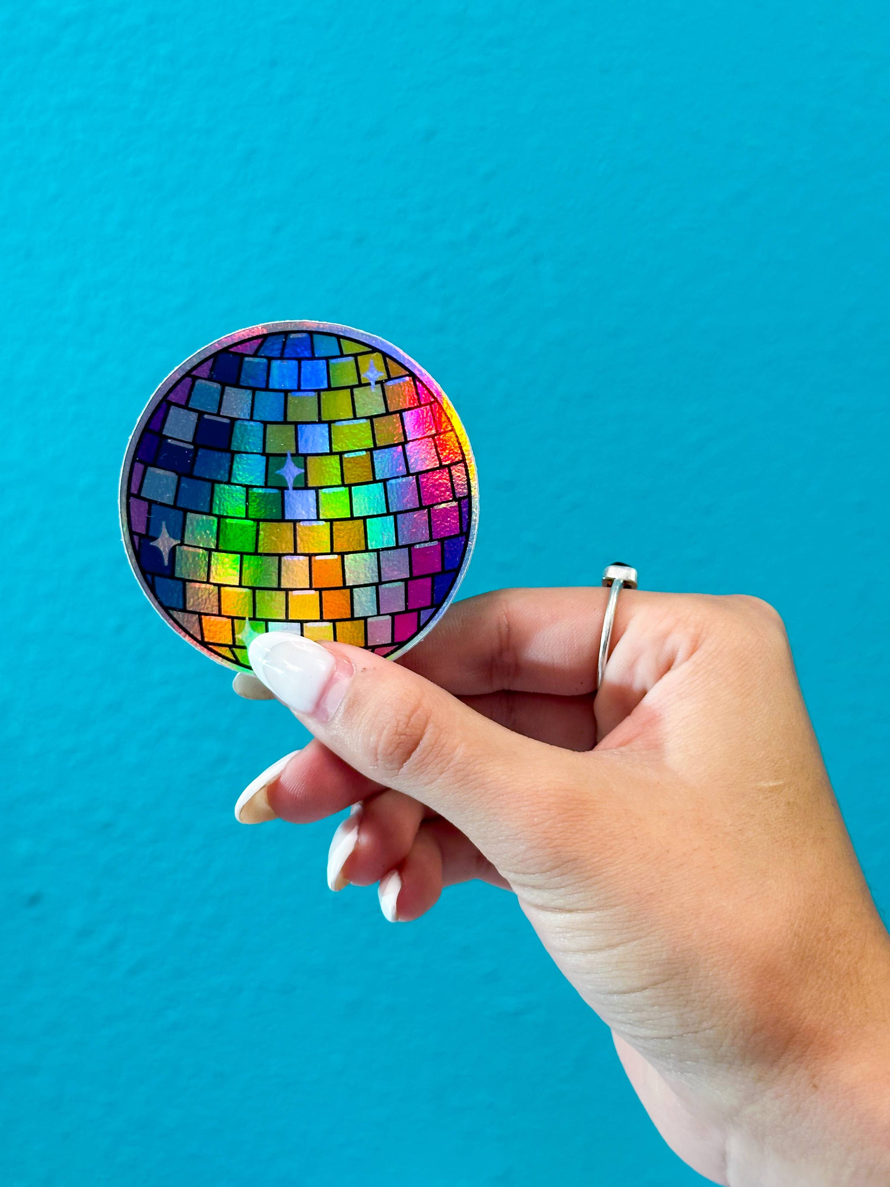 Holographic Rainbow Disco Ball Sticker!