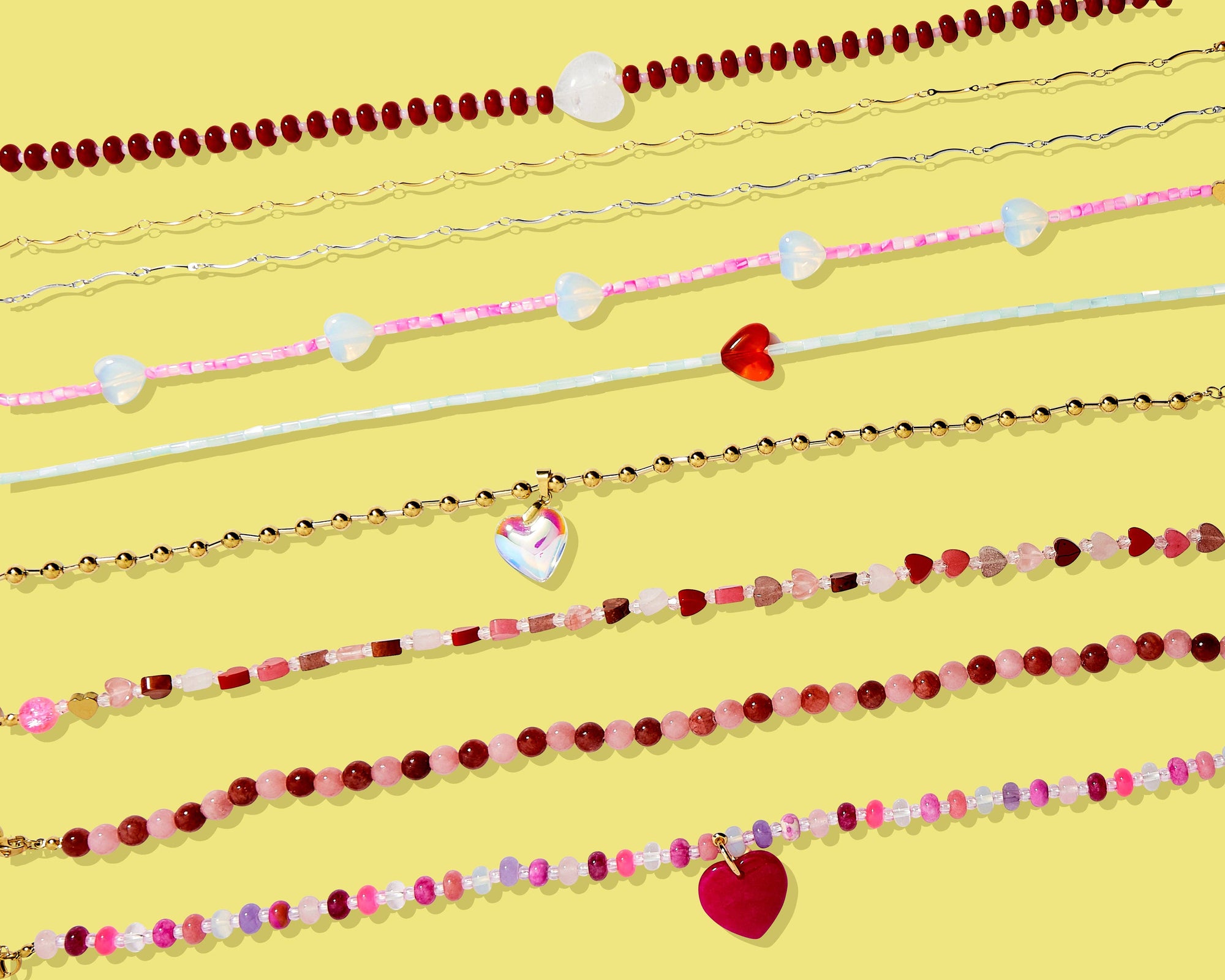 Blue Beads w/Red Glass Heart Charm