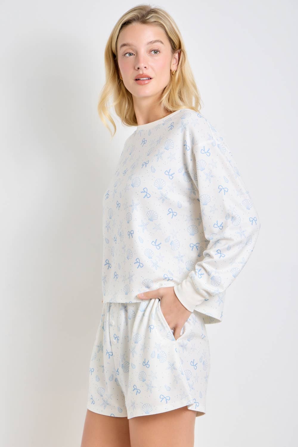 Shell & Bow Print Long Sleeve Shirt