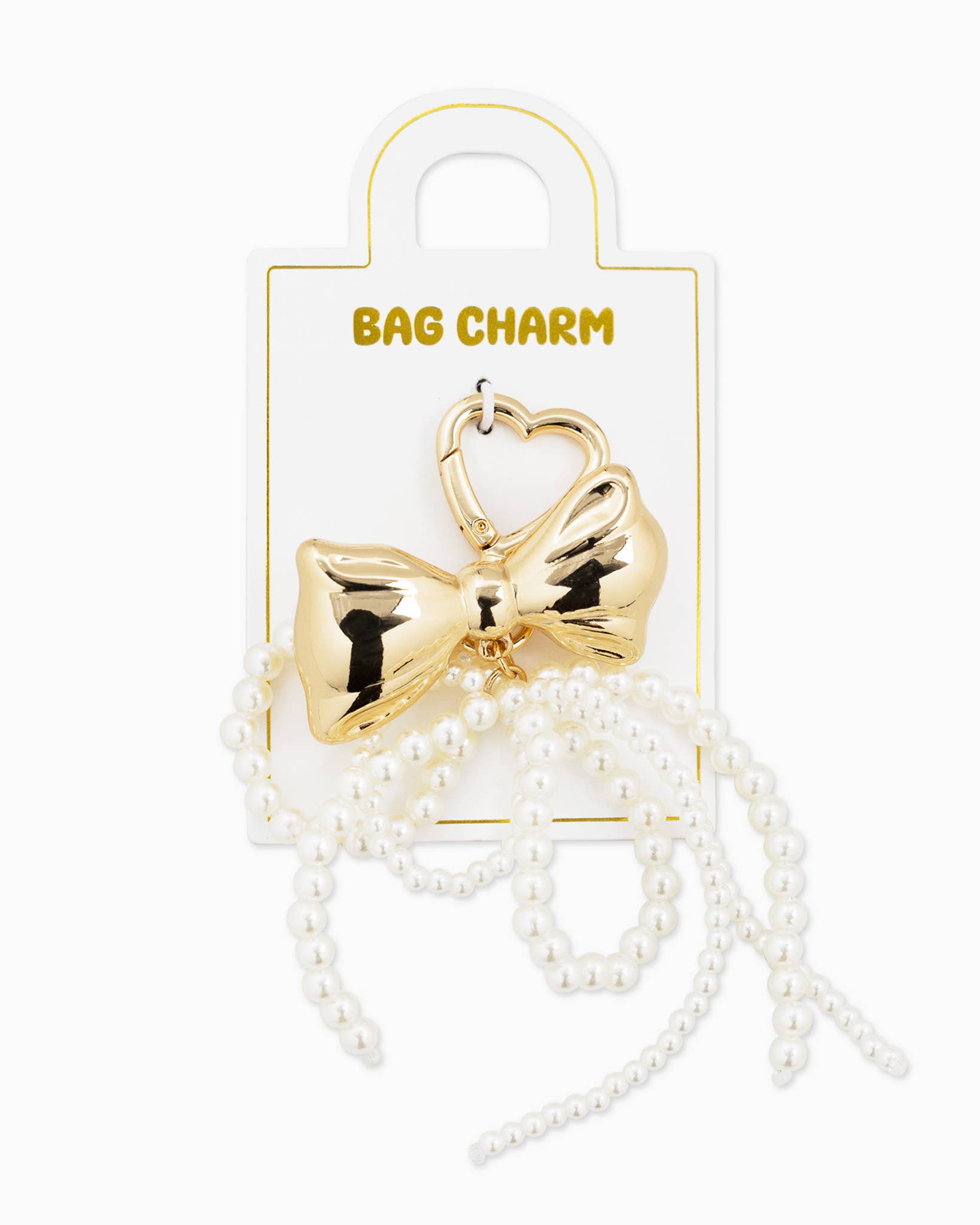 Chunky Pearl Double Bow Bag Charm Keychain
