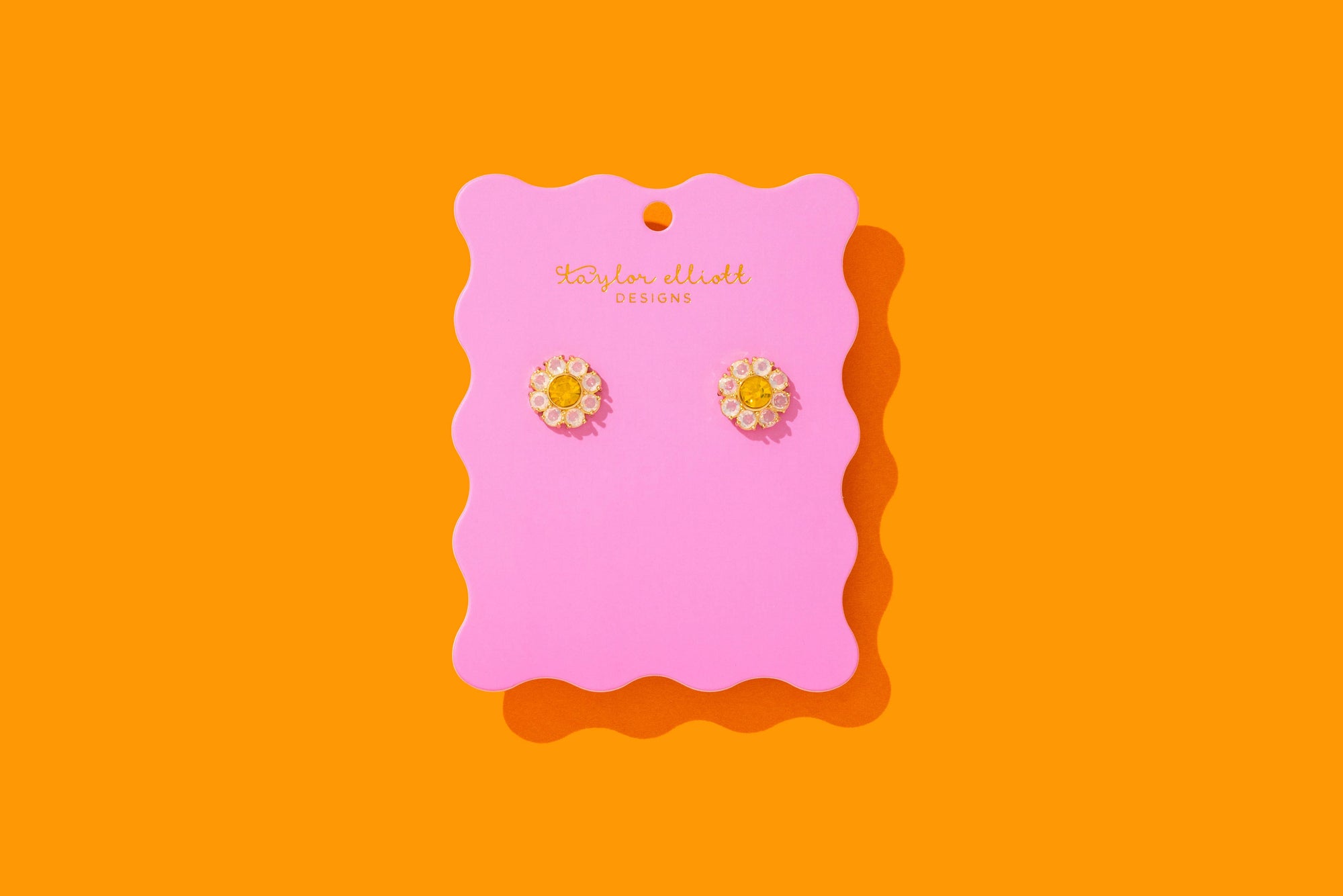 Stud Earrings - Flowers w/ Yellow Gems - Caroline