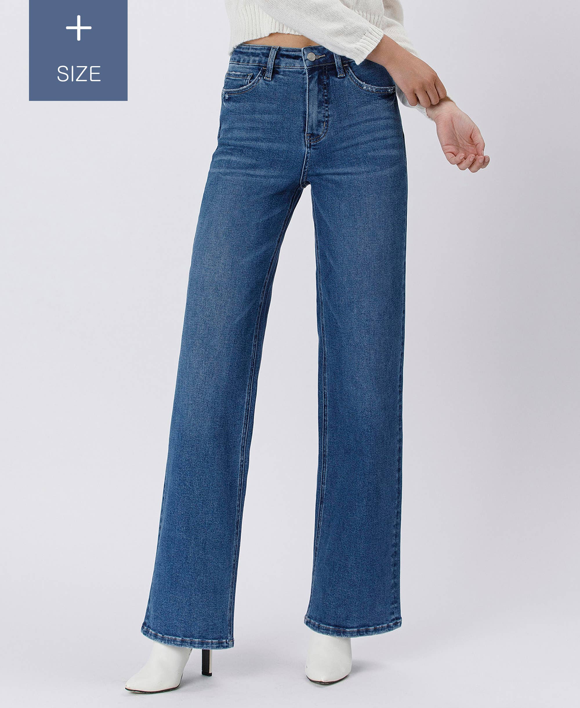 Super High Rise Stretch 90's Wide Leg Jeans (Plus)