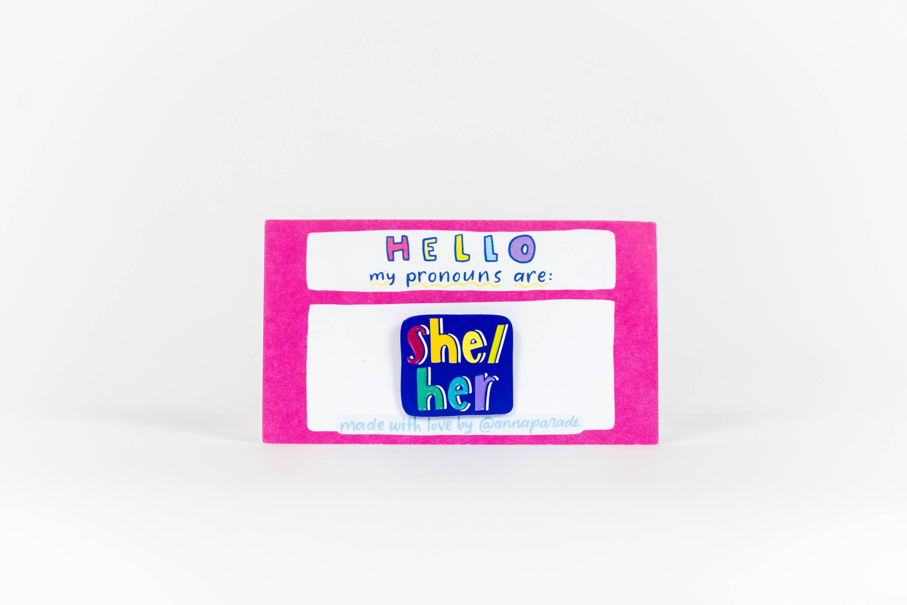 Blue & Rainbow 1-inch pronoun pins!