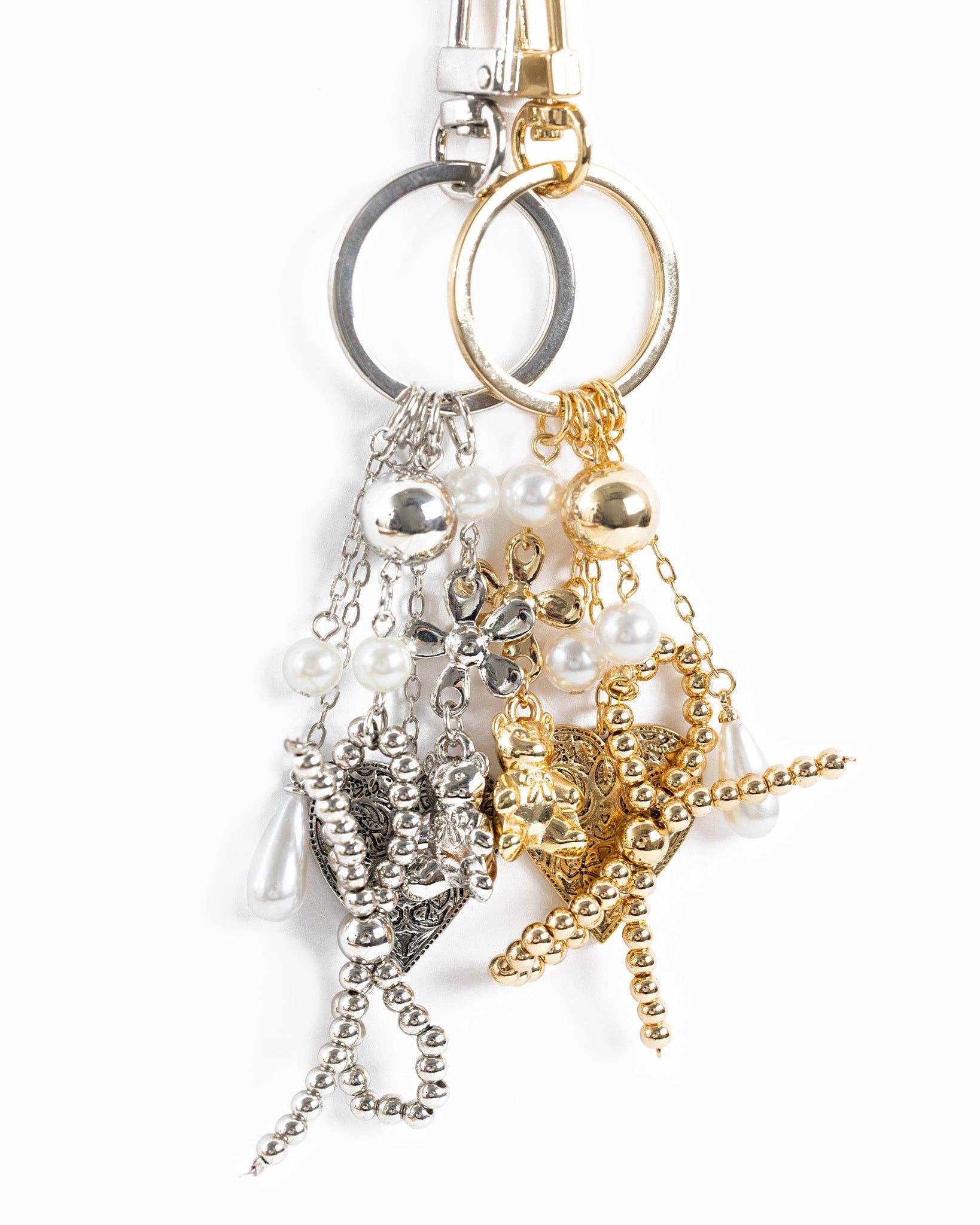 Romantic Whimsy Vintage Heart & Pearl Bag Charm