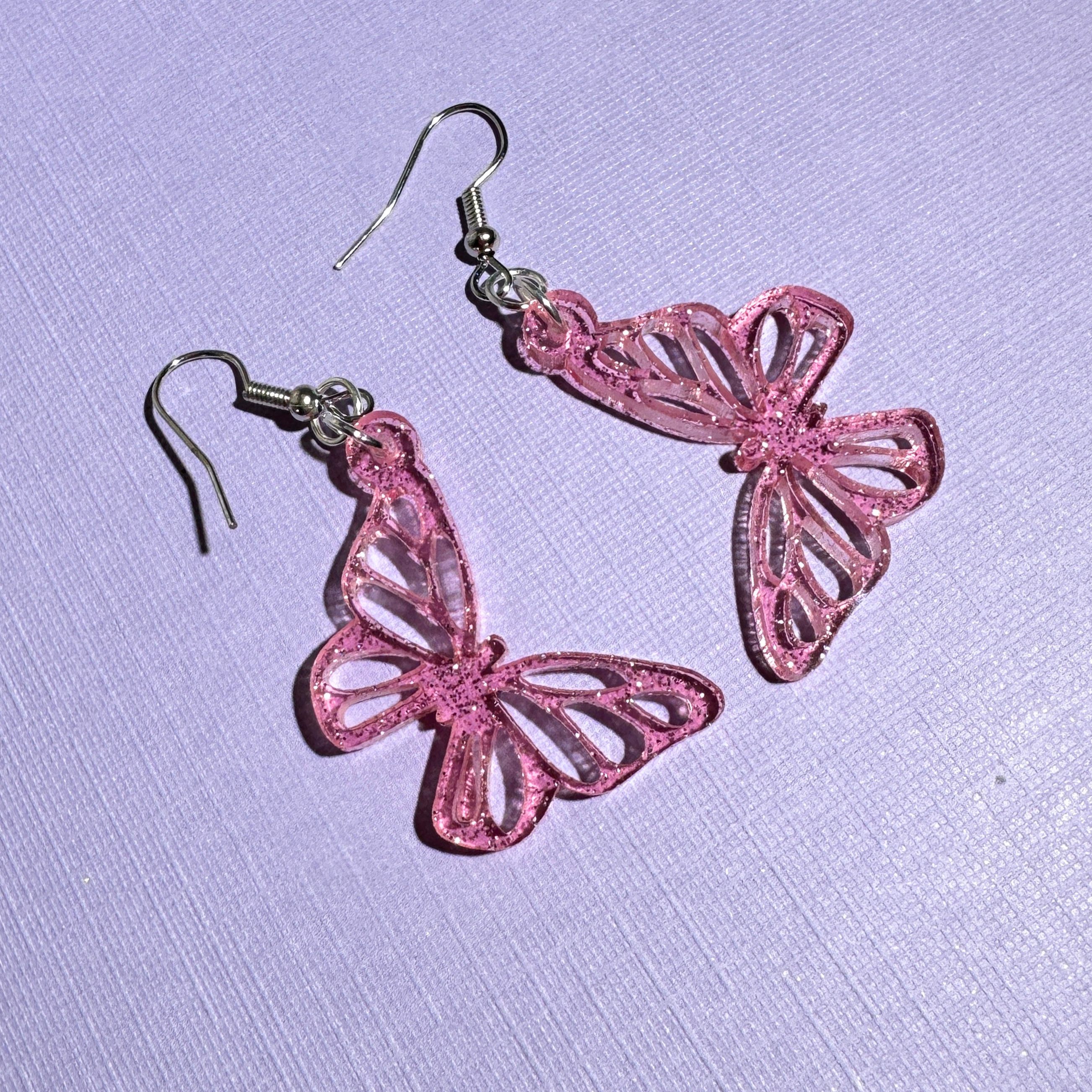 Jolene (mini)- Pink Butterfly Earrings