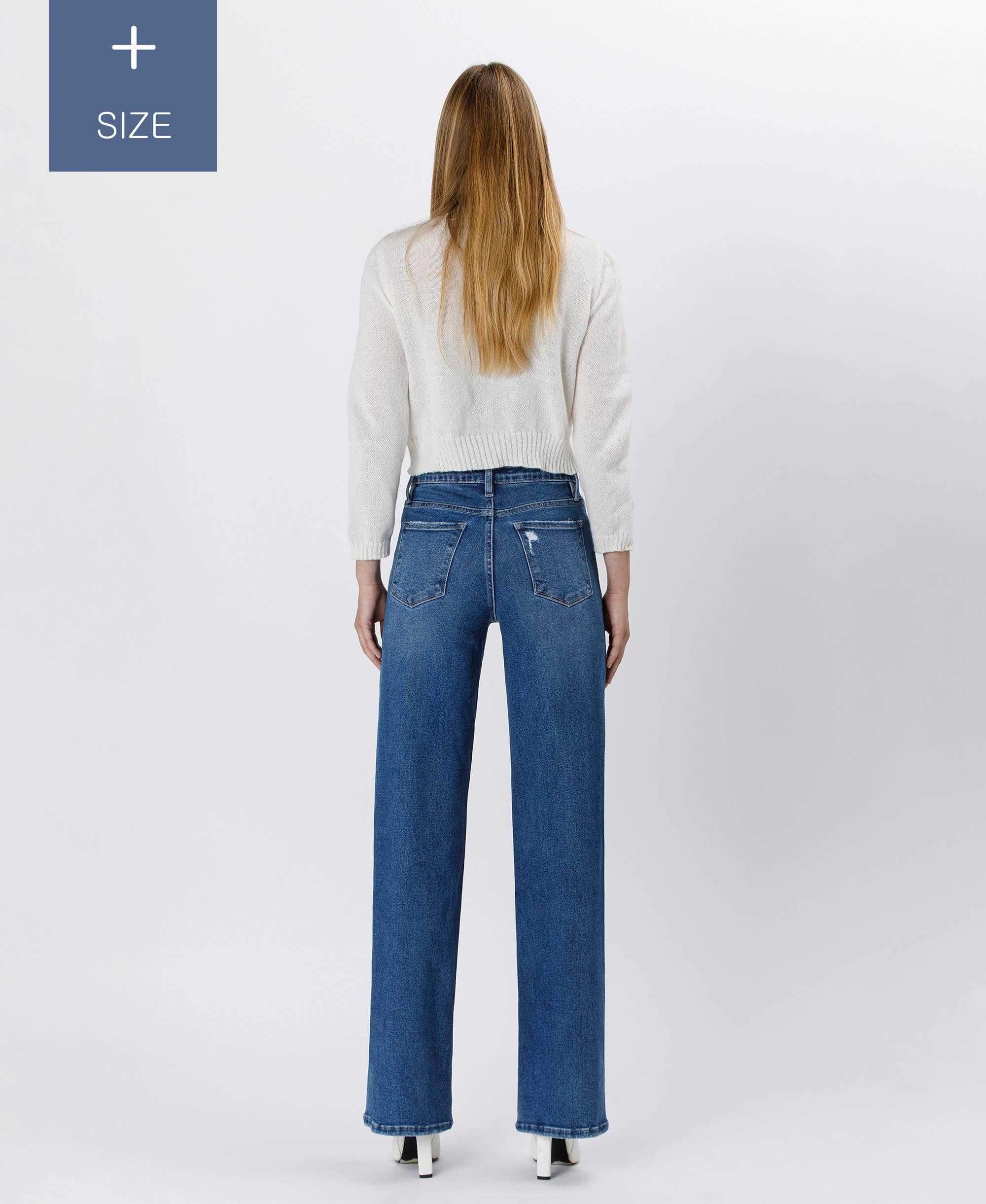 Super High Rise Stretch 90's Wide Leg Jeans (Plus)