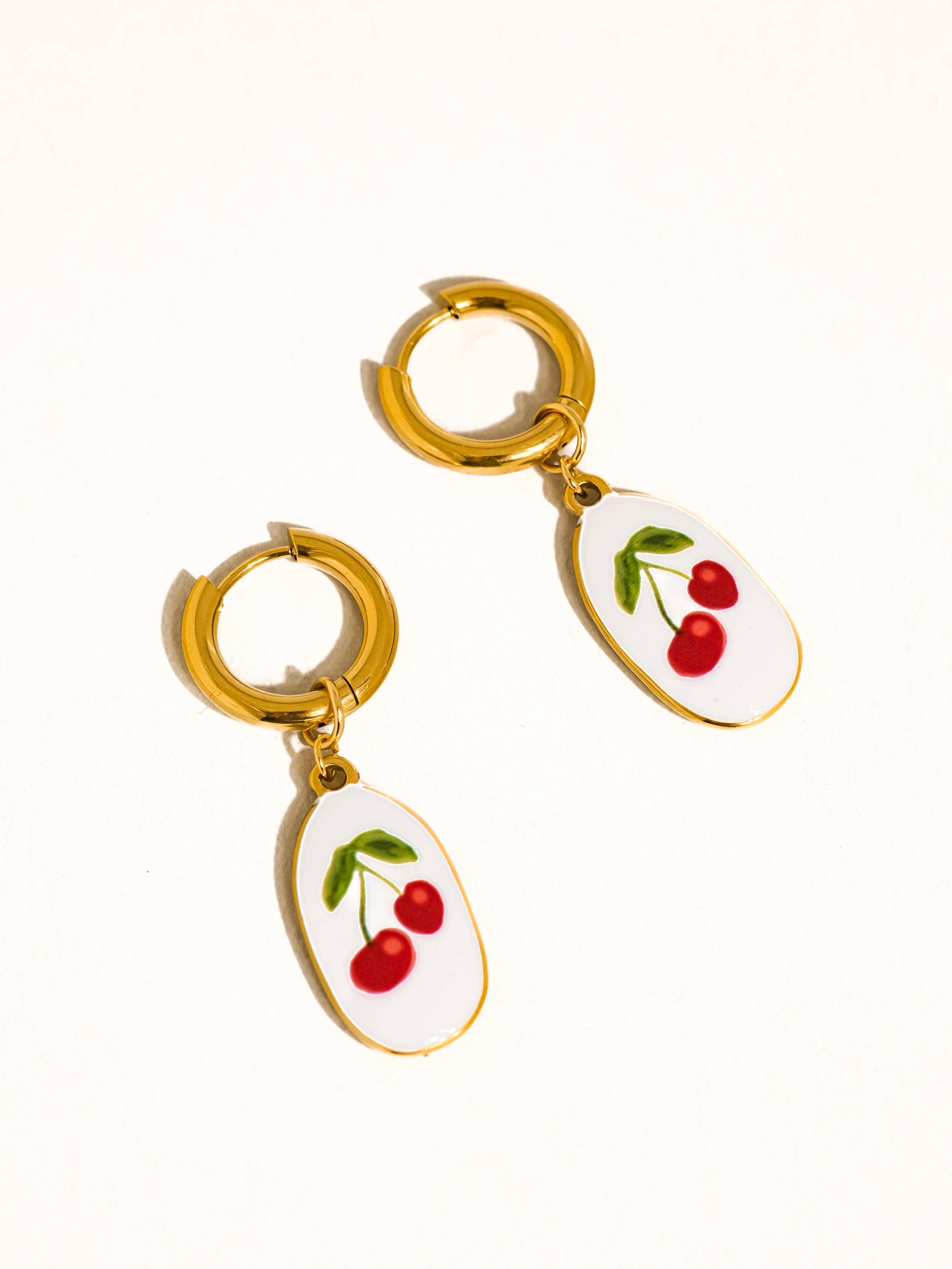 Larmes 18K Gold Non-Tarnish Vintage Cherry Dangle Earring