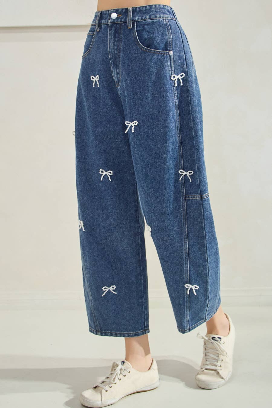 Washed Denim Mom Jean Pants (Plus)